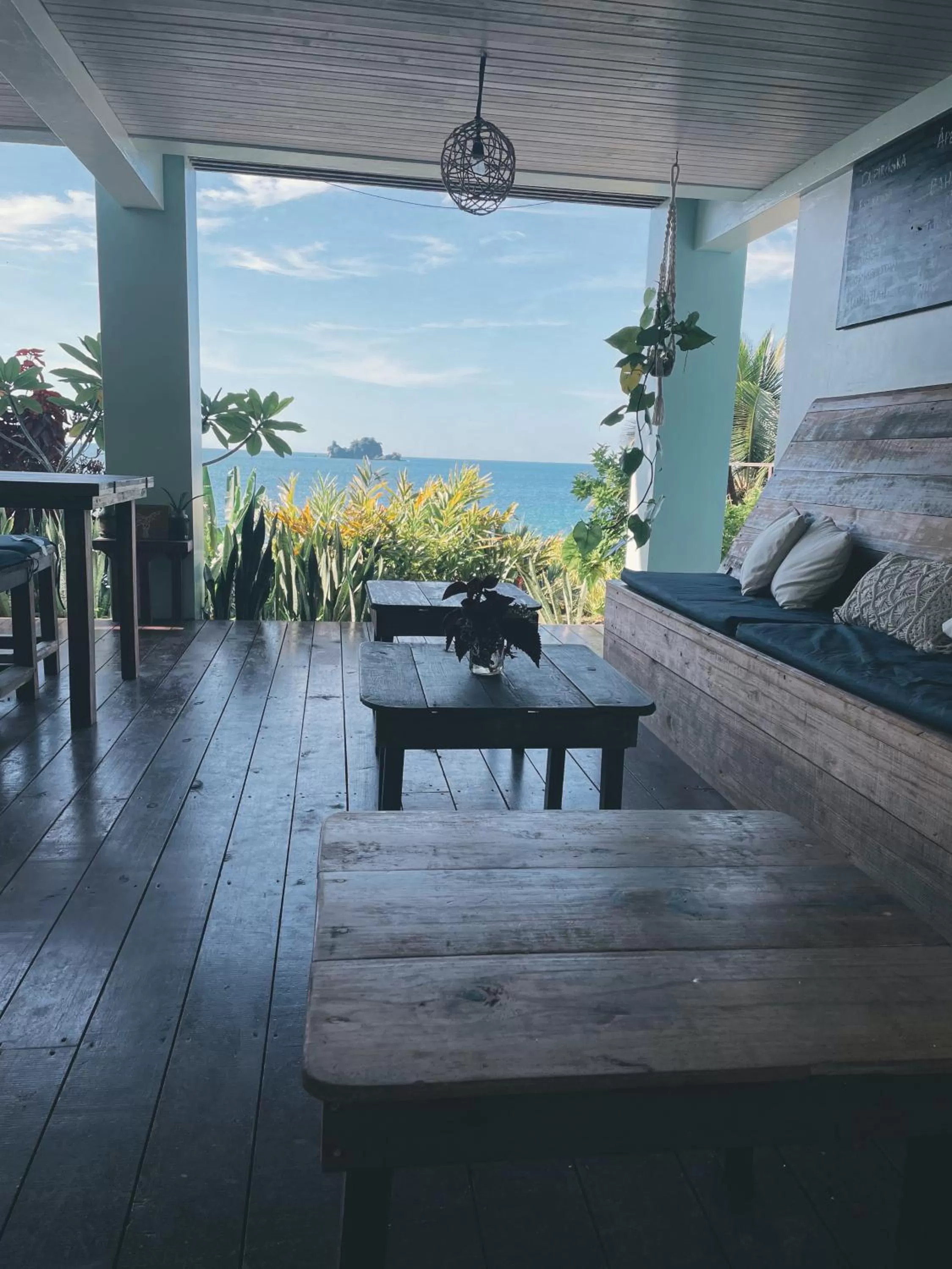 Seating area in Bird Island Bungalows