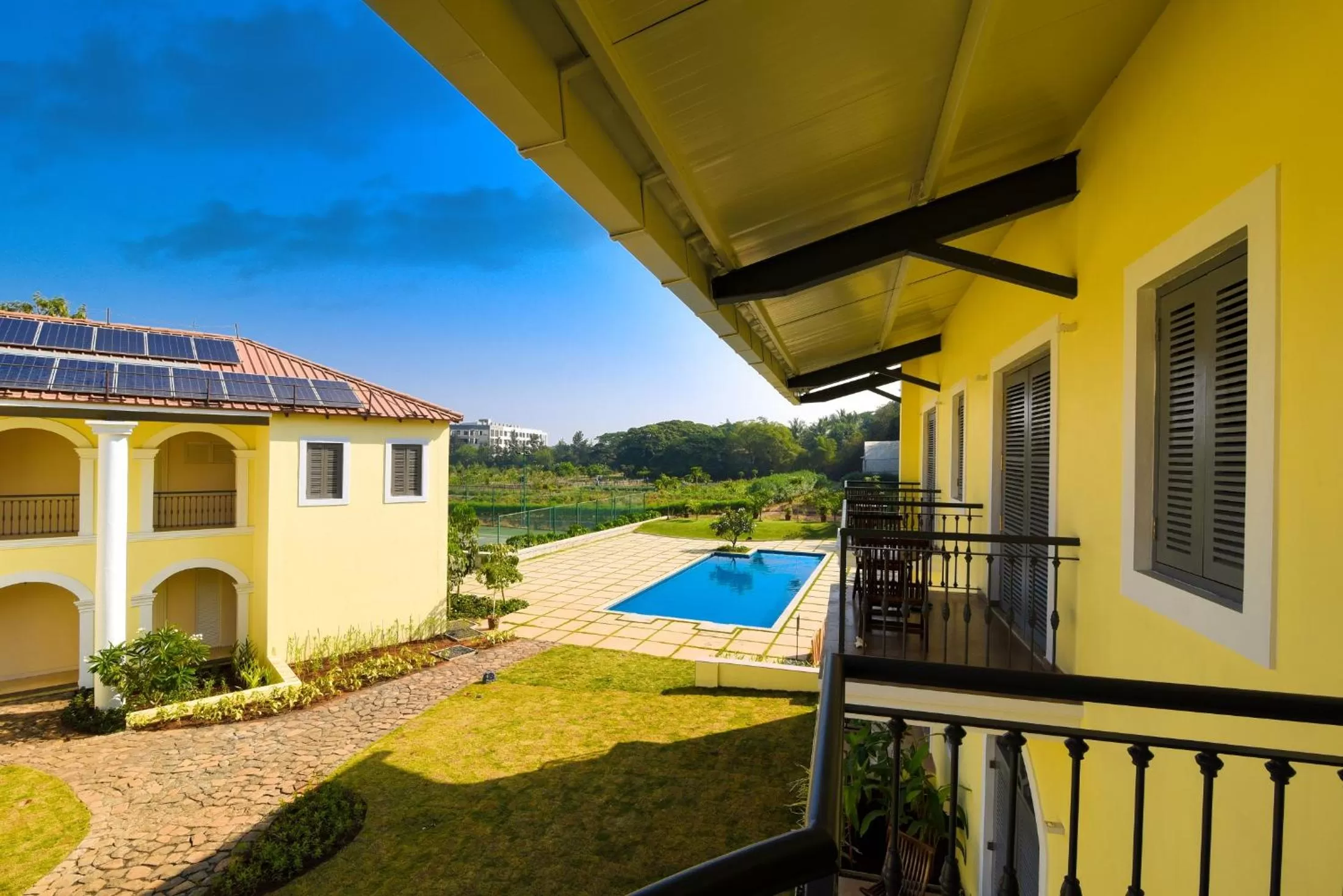 Balcony/Terrace, Pool View in The Source At Sula