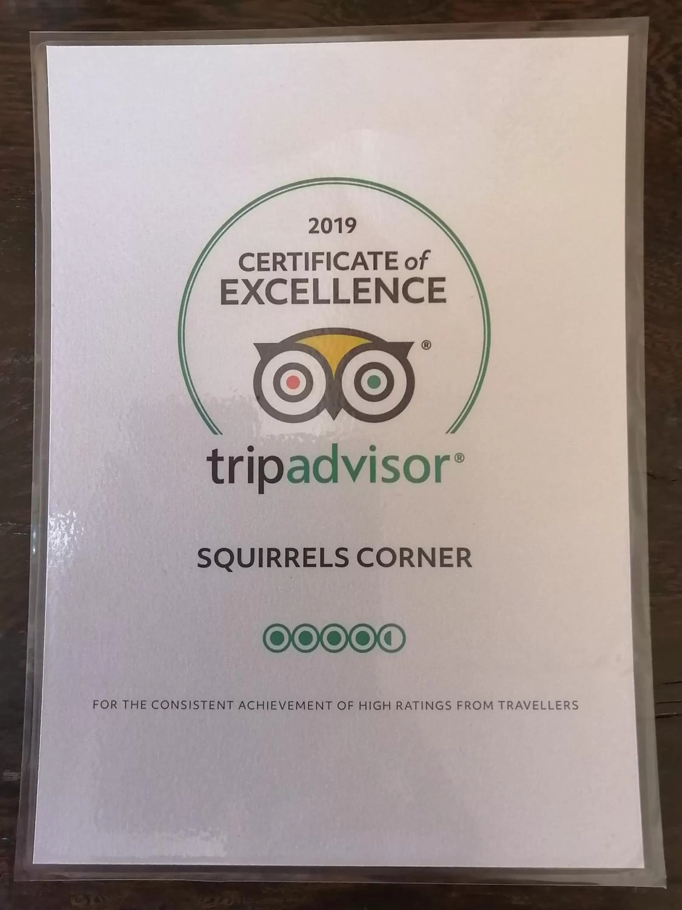 Certificate/Award in Squirrels Corner