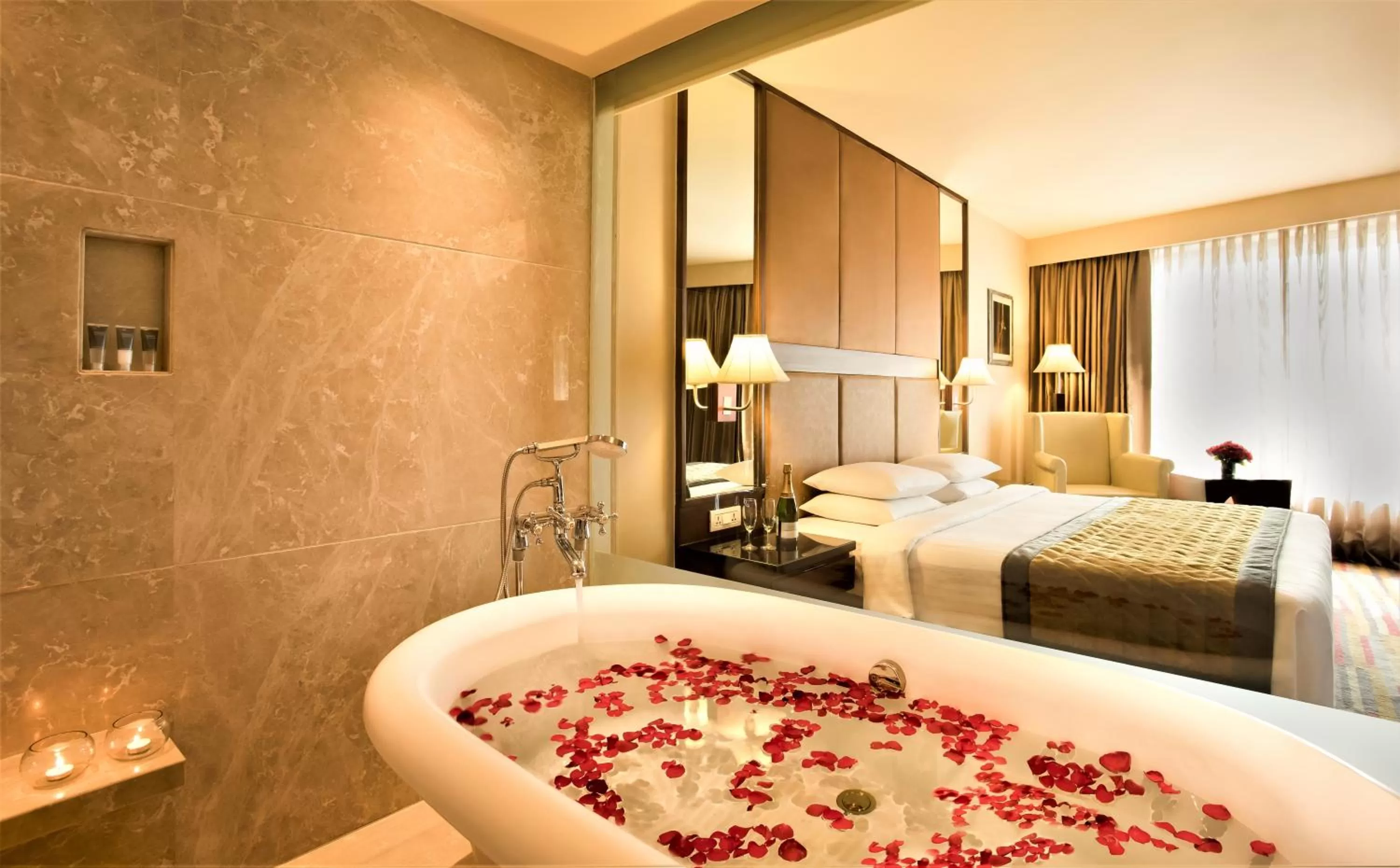 Bathroom, Bed in Courtyard by Marriott Ahmedabad