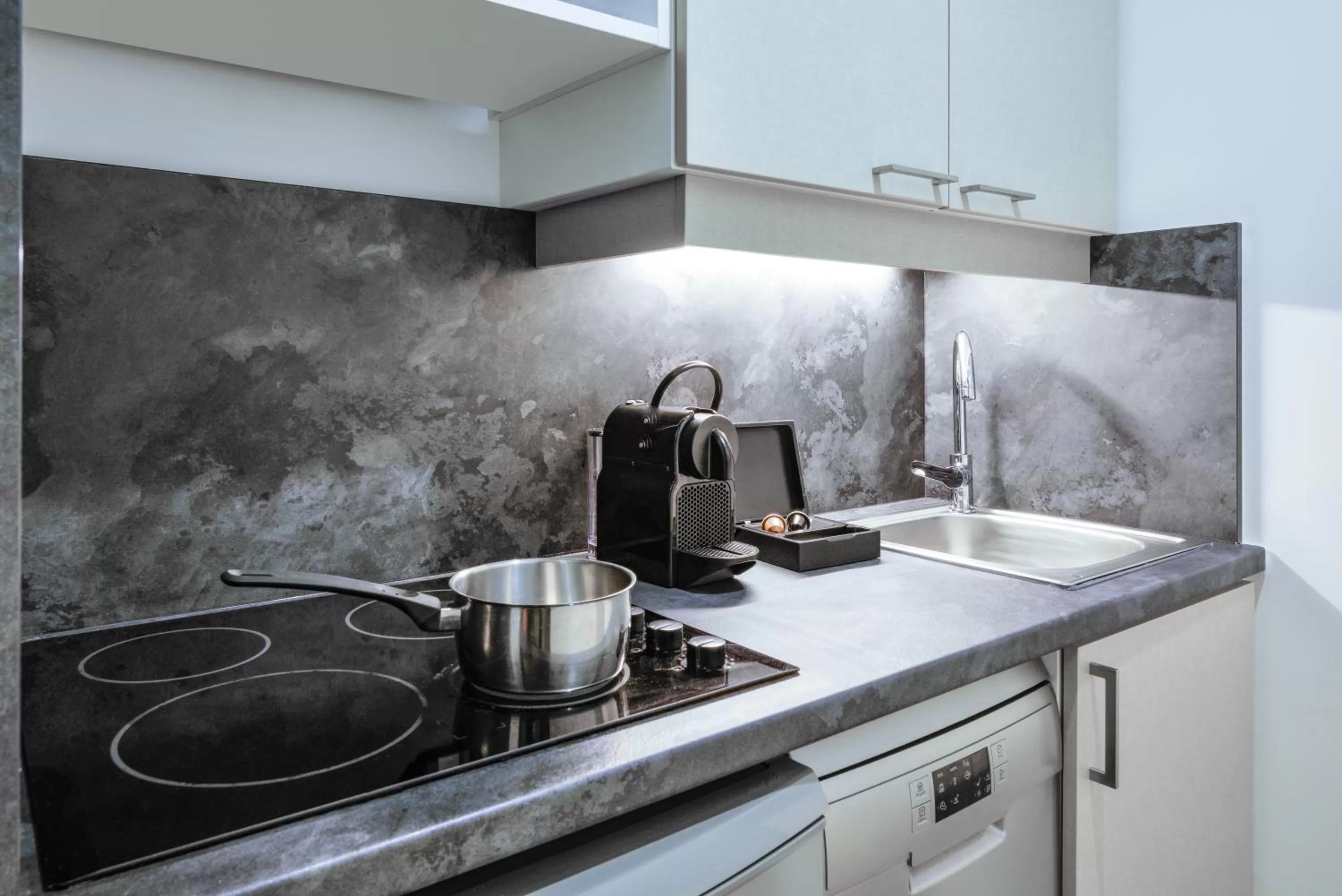 Kitchen or kitchenette in Aparthotel Adagio Monaco Palais Joséphine