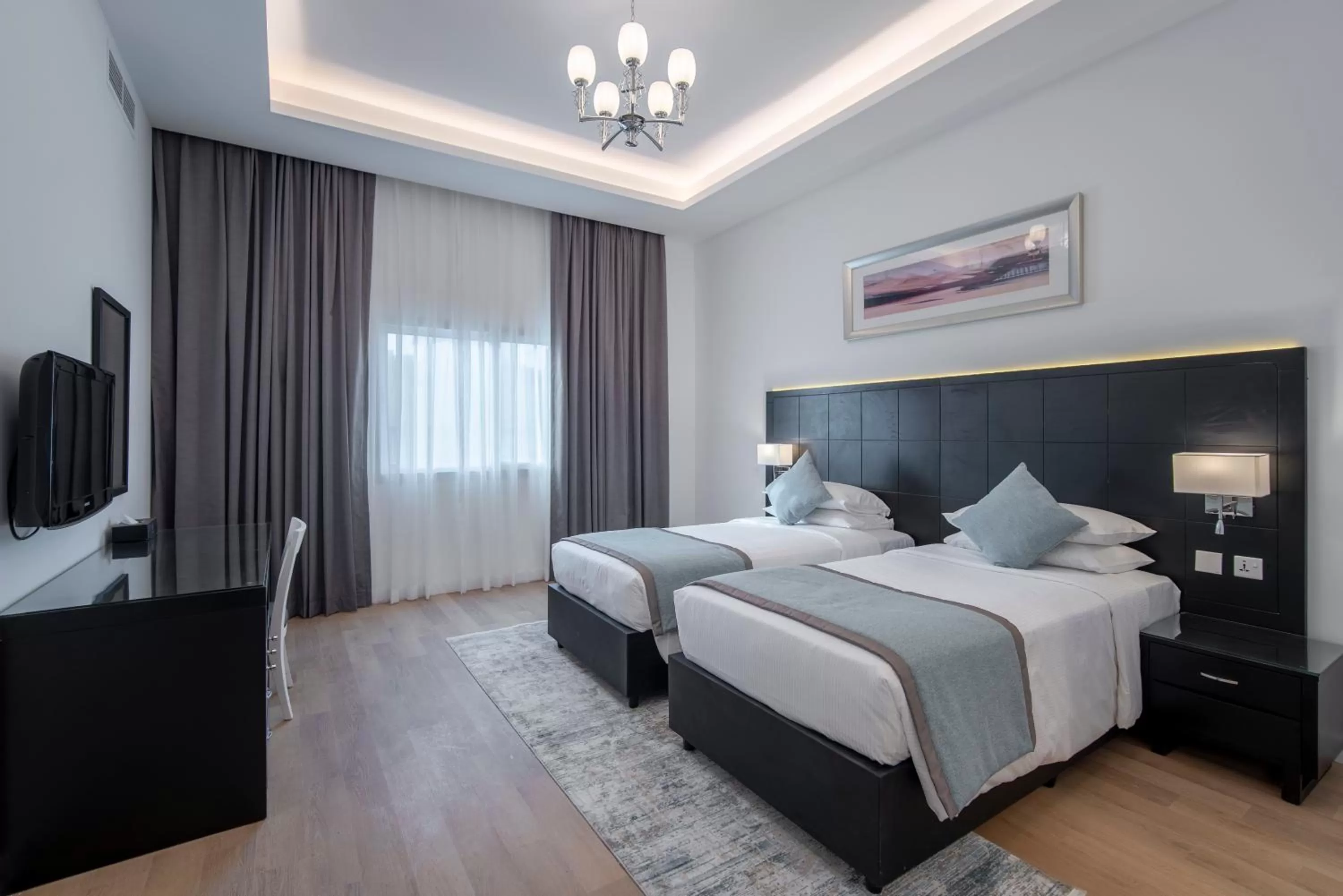 Bedroom, Bed in Rose Garden Hotel Apartments - Al Barsha, Near Metro Station