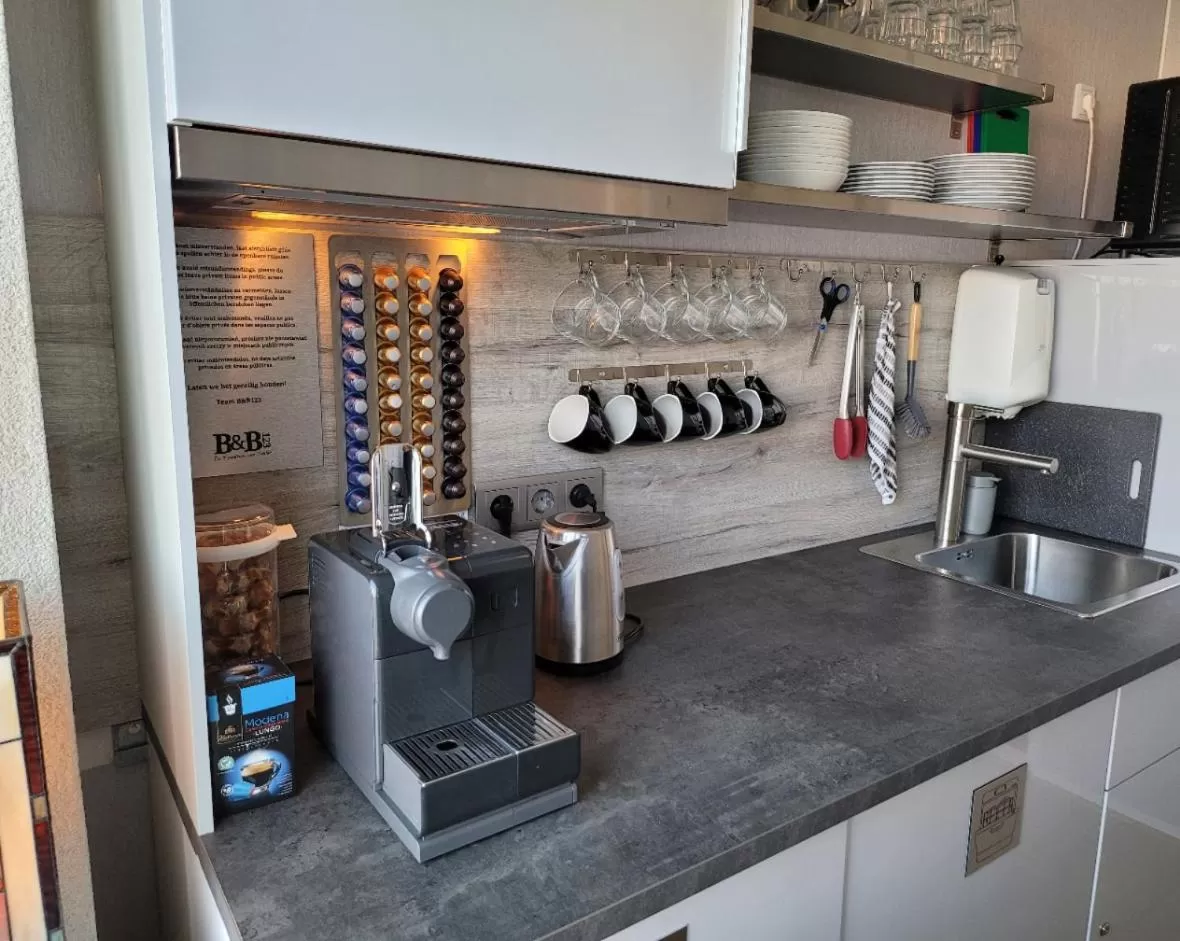 Coffee/tea facilities, Kitchen/Kitchenette in Bed & Budget123