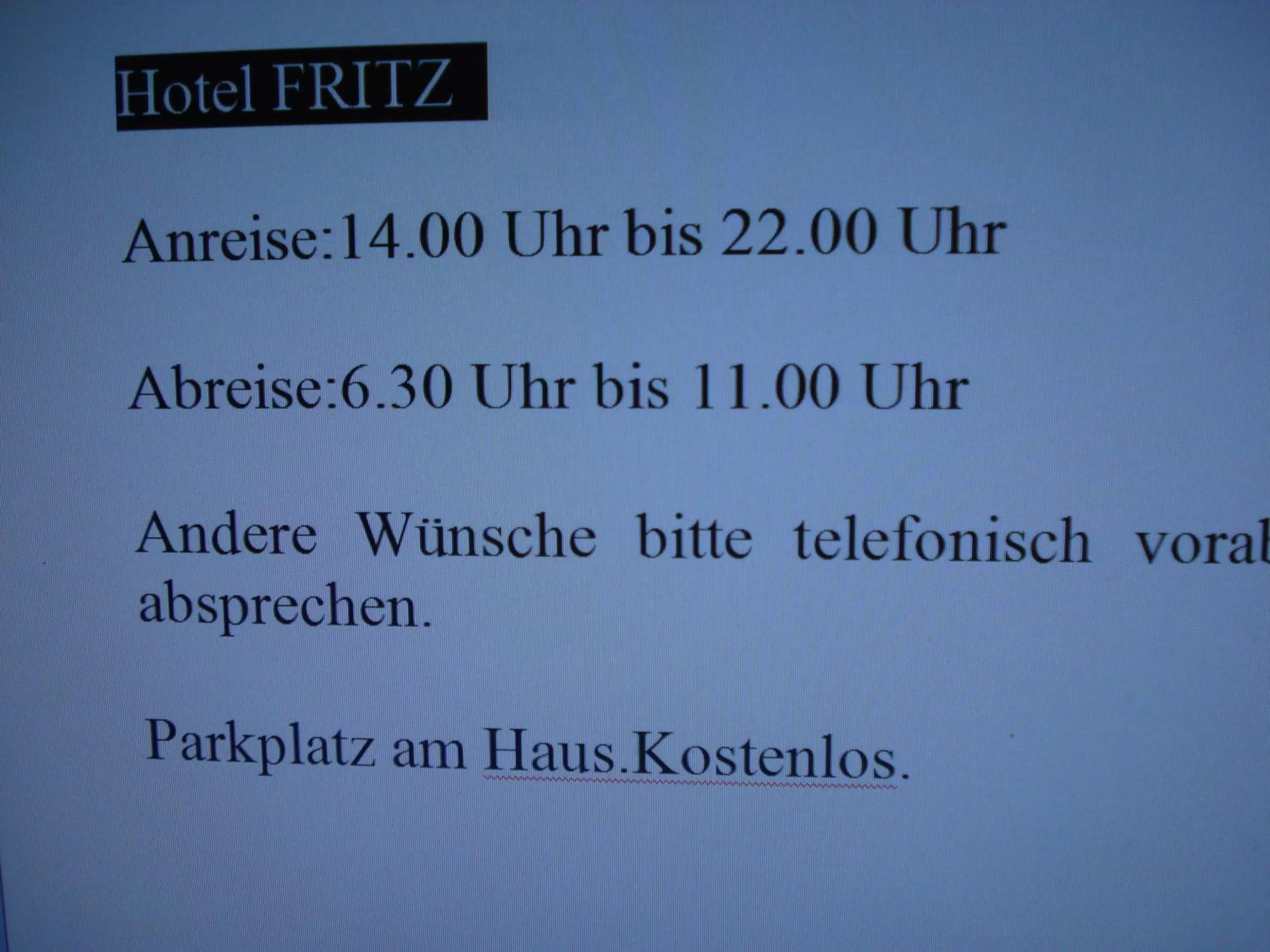 Text overlay in Hotel Restaurant Fritz