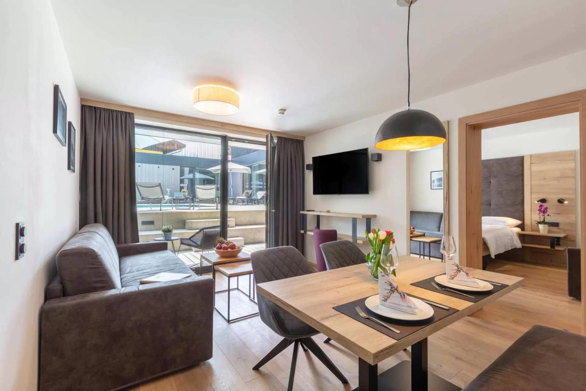 Living room in Emma Deluxe Aparthotel direkt beim Skibus