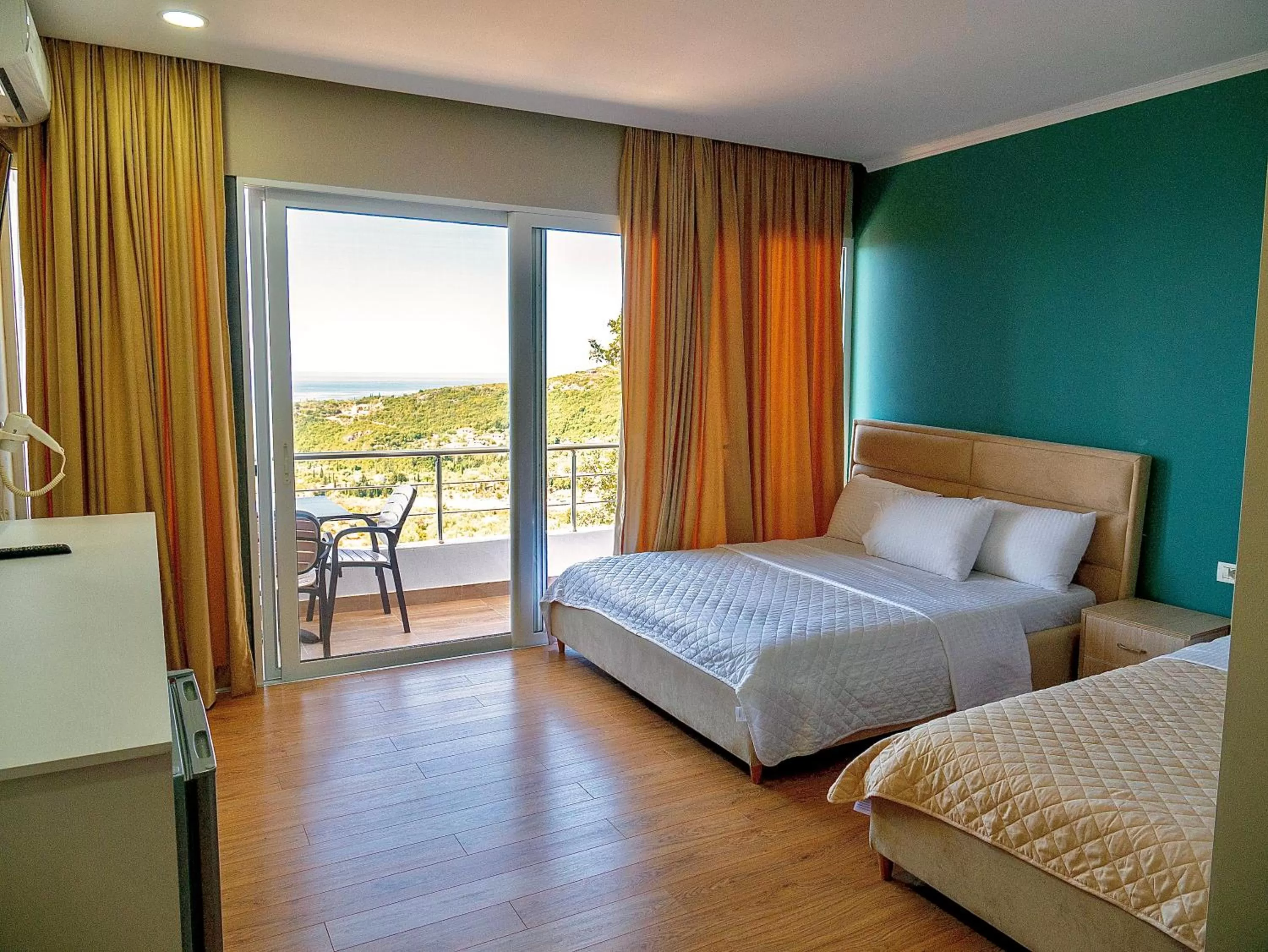 Balcony/Terrace, Bed in Aphrodite Garden Rooms & Apartment