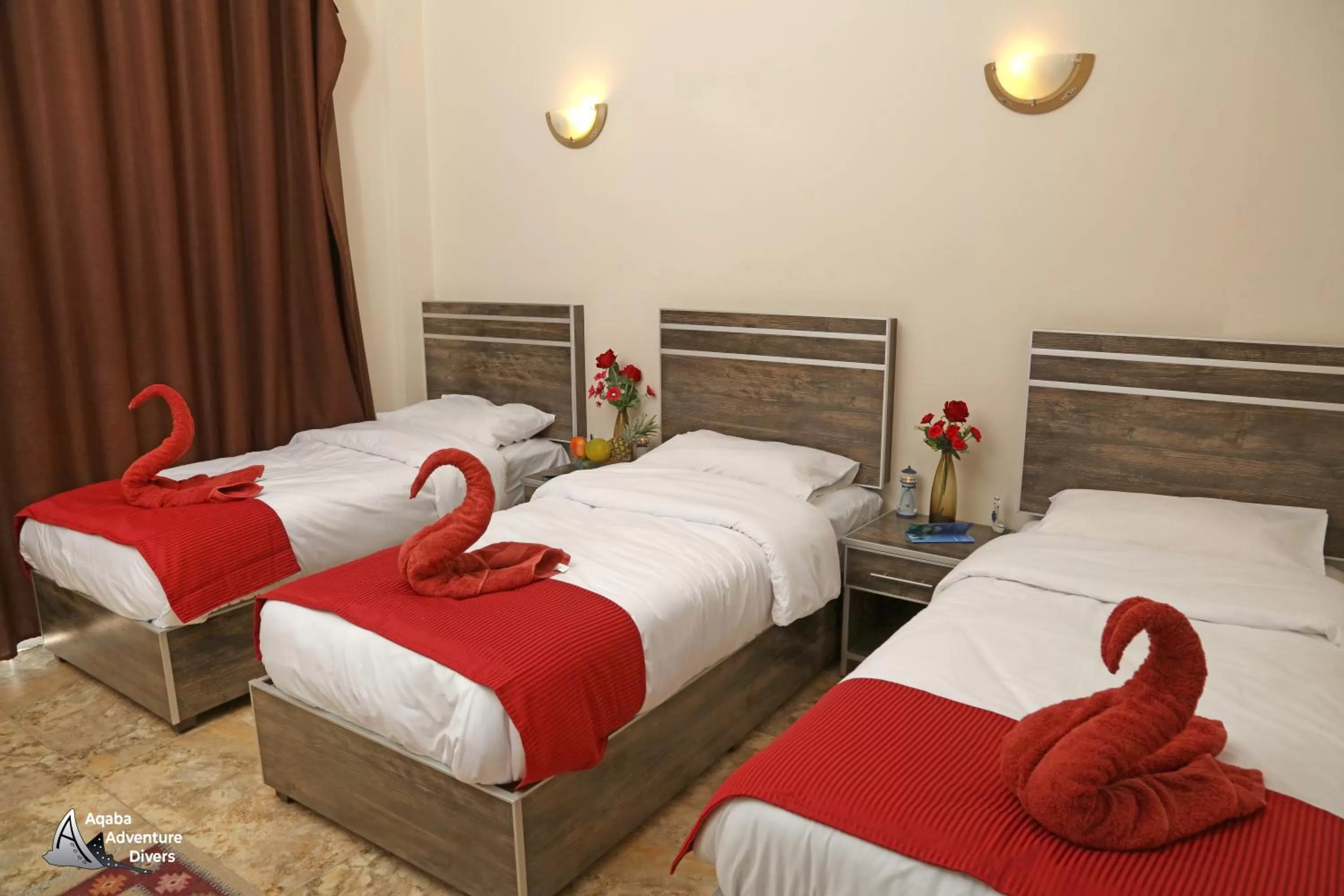 Bed in Aqaba Adventure Divers Resort & Dive Center