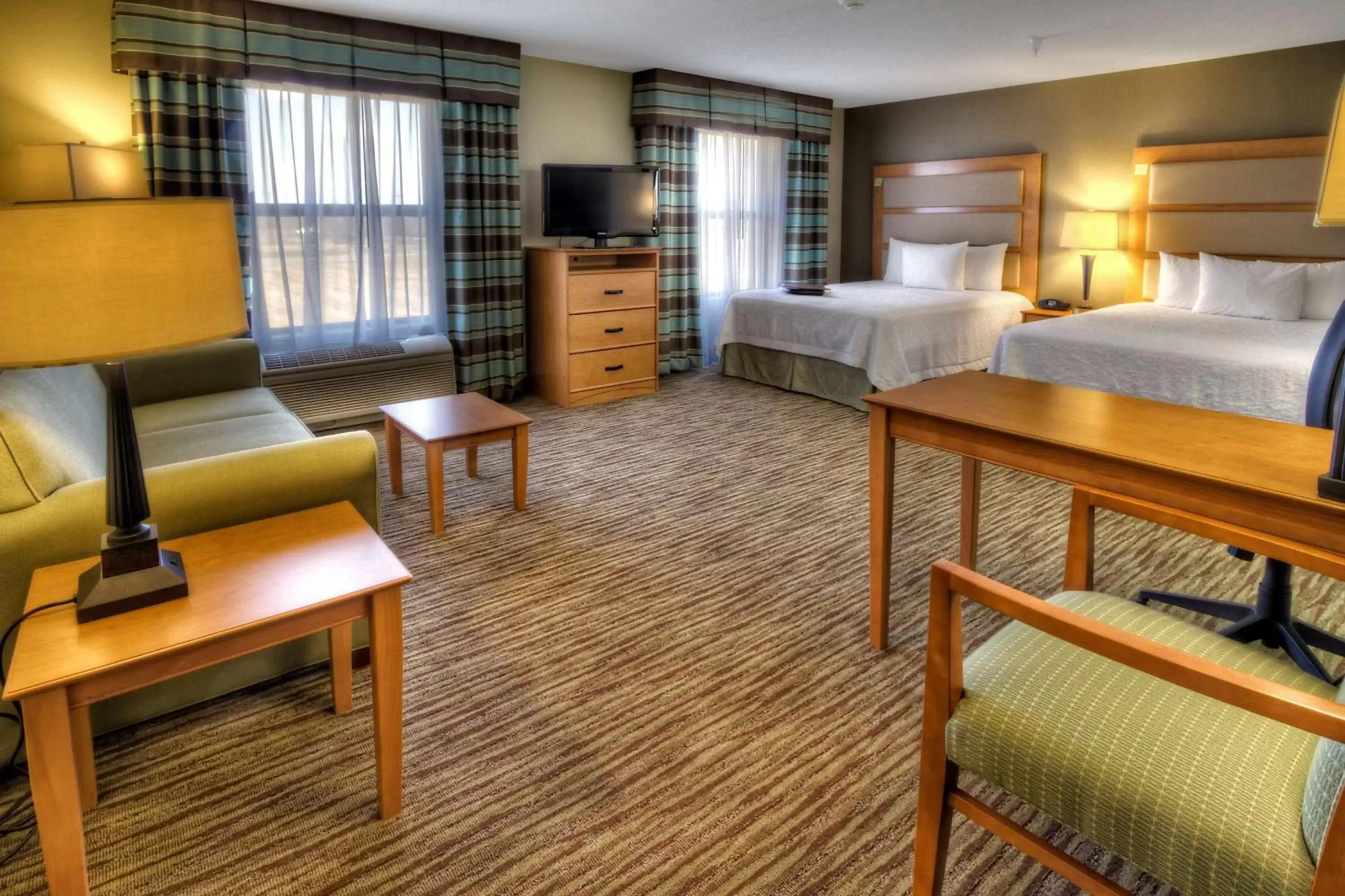 Queen Studio Suite with Two Queen Beds and Sofa Bed - Non-Smoking in Hampton Inn & Suites Kalamazoo-Oshtemo Queen Studio Suite with Two Queen Beds and Sofa Bed - Non-Smoking in Hampton Inn & Suites Kalamazoo-Oshtemo