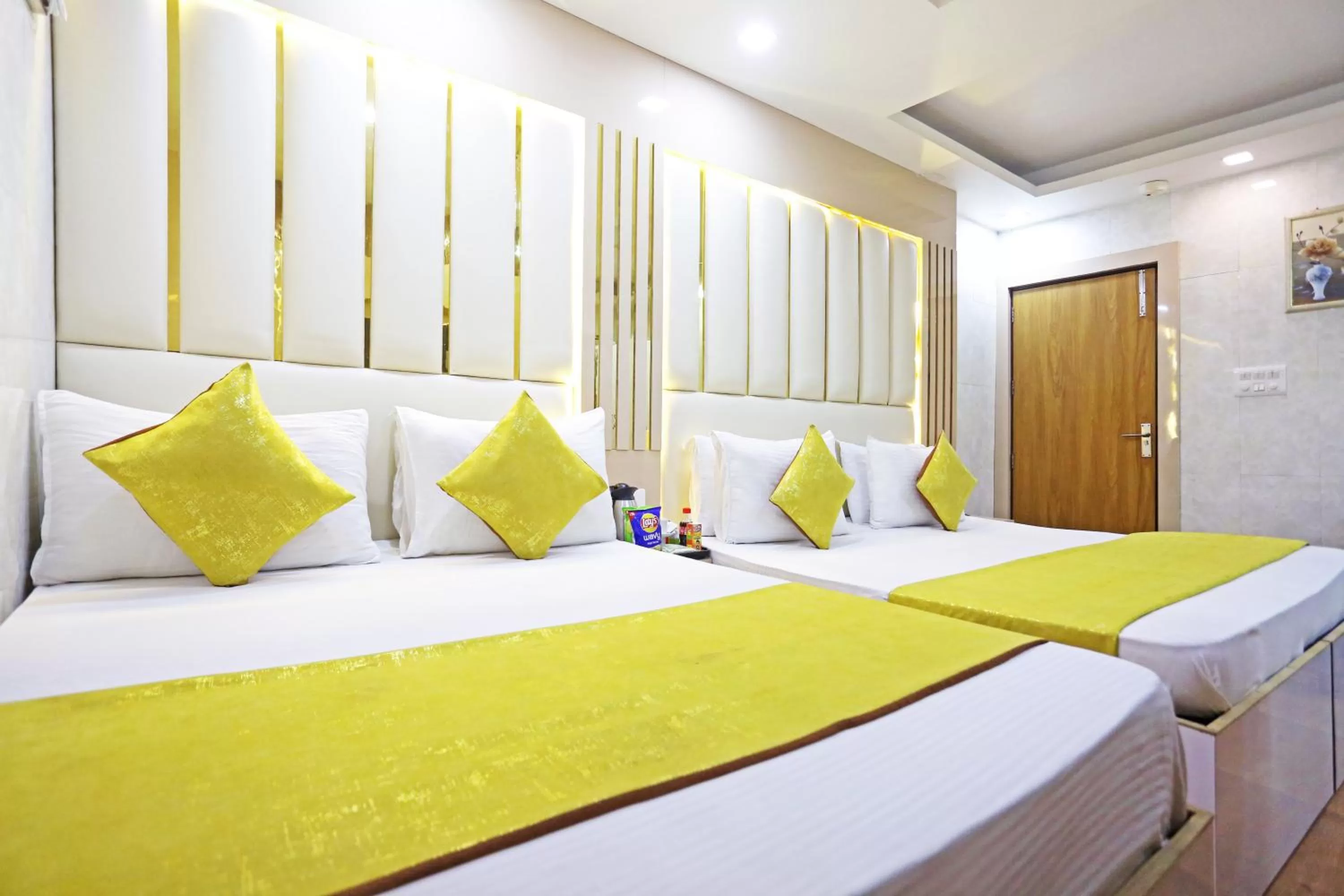 Photo of the whole room, Bed in Hotel Preet Palace -5 Mints Walk From Nizamuddin Railway Station