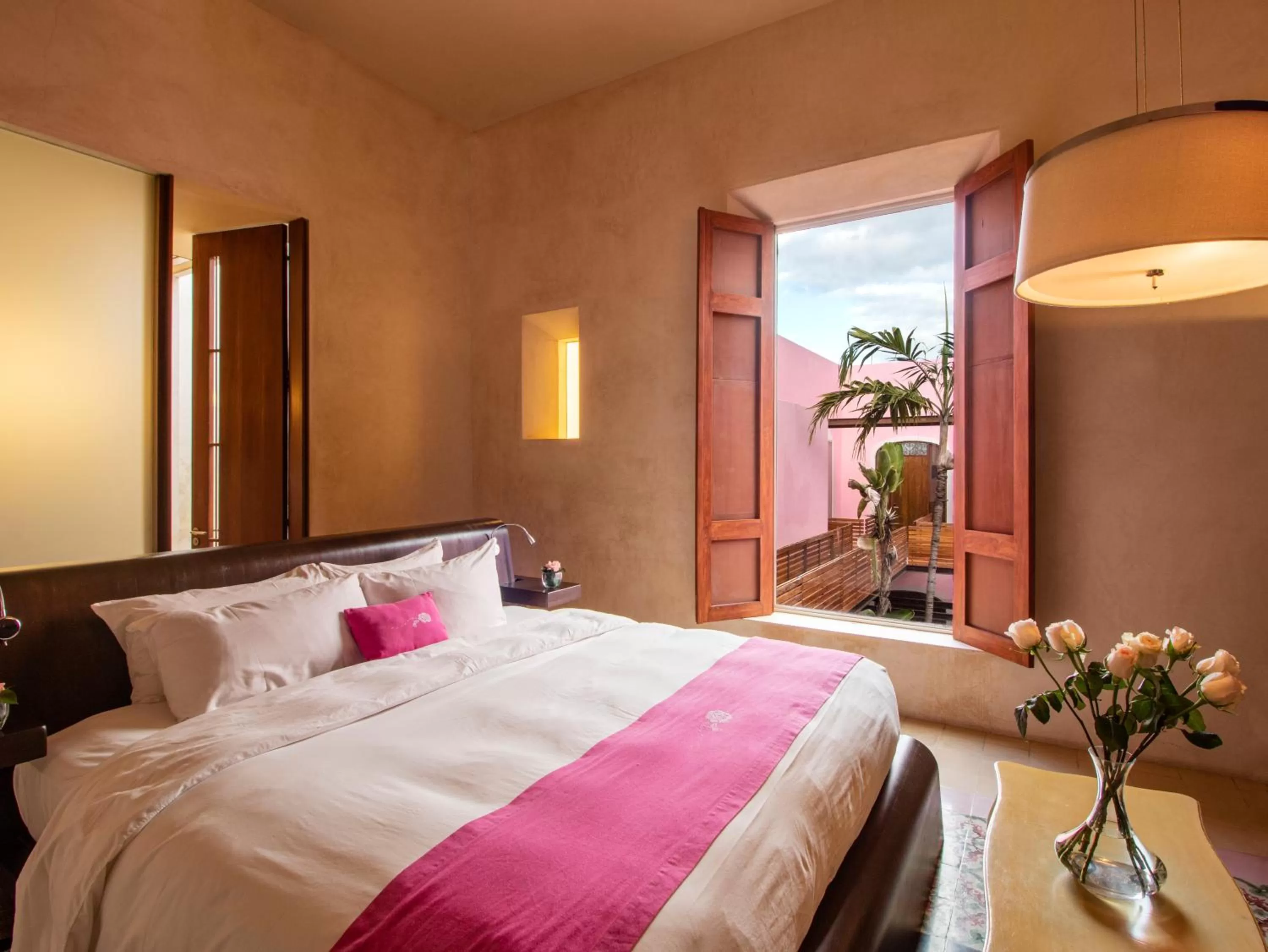 View (from property/room), Bed in Rosas & Xocolate Boutique Hotel and Spa Merida, a Member of Design Hotels