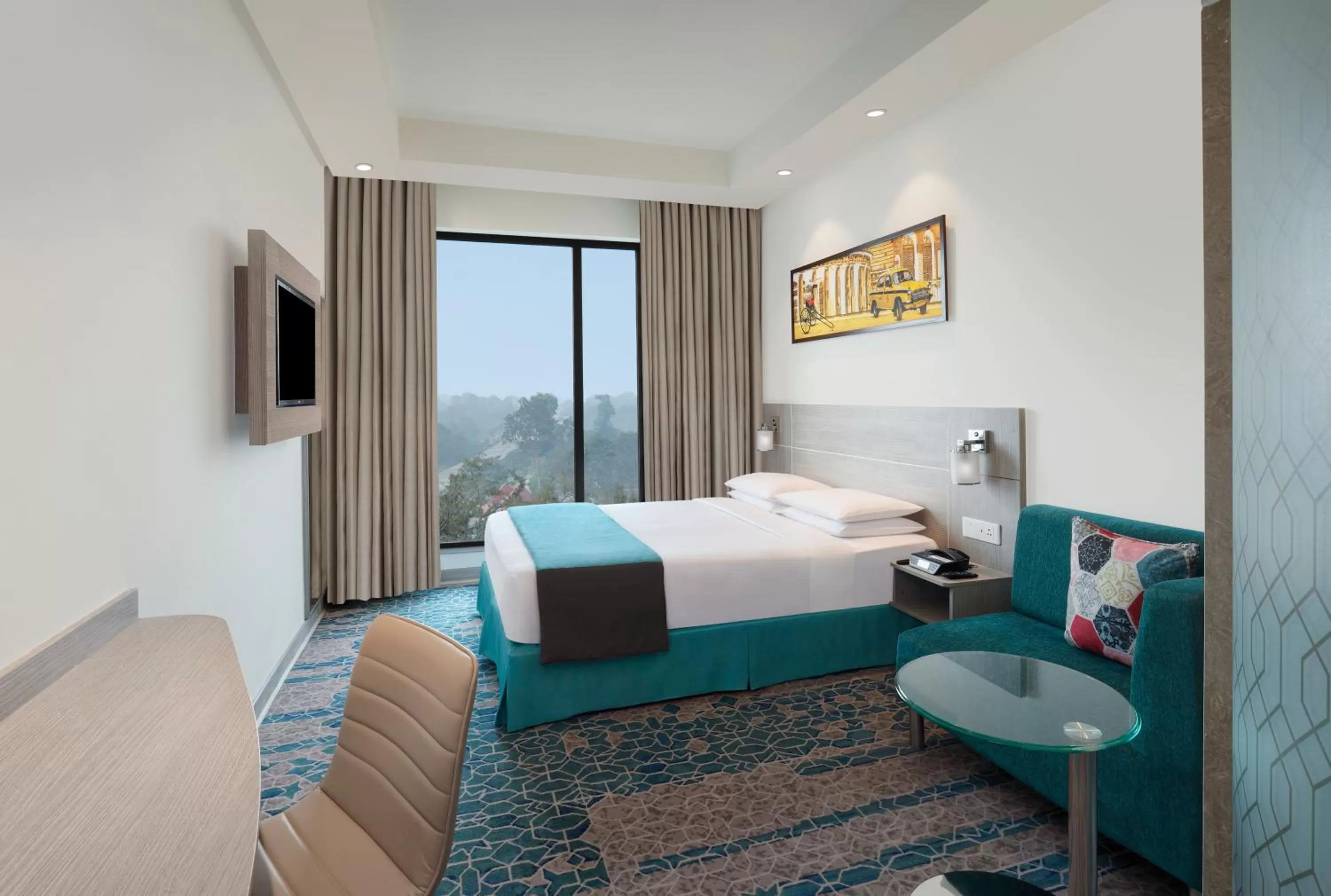 Seating area, Bed in Holiday Inn Express Kolkata Airport by IHG