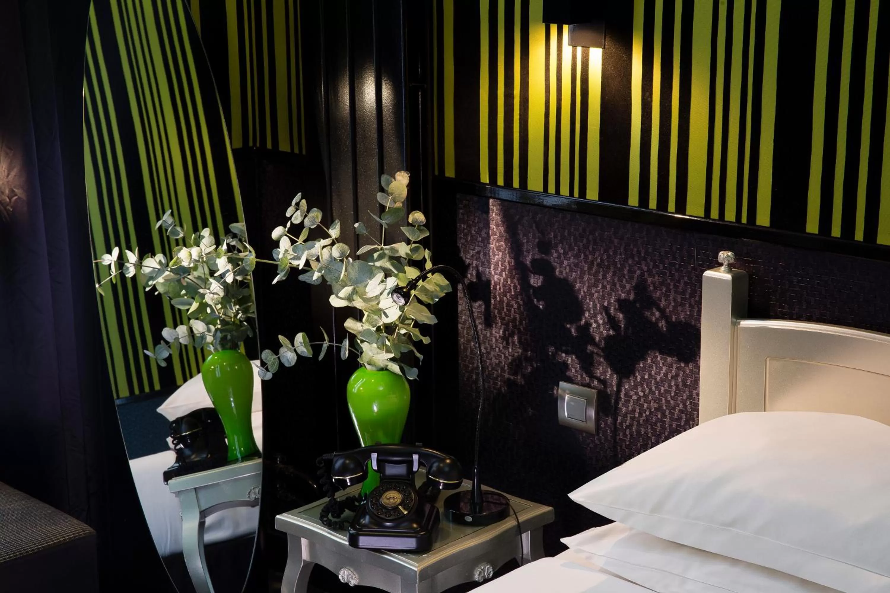 Decorative detail, Bed in Hotel Design Sorbonne