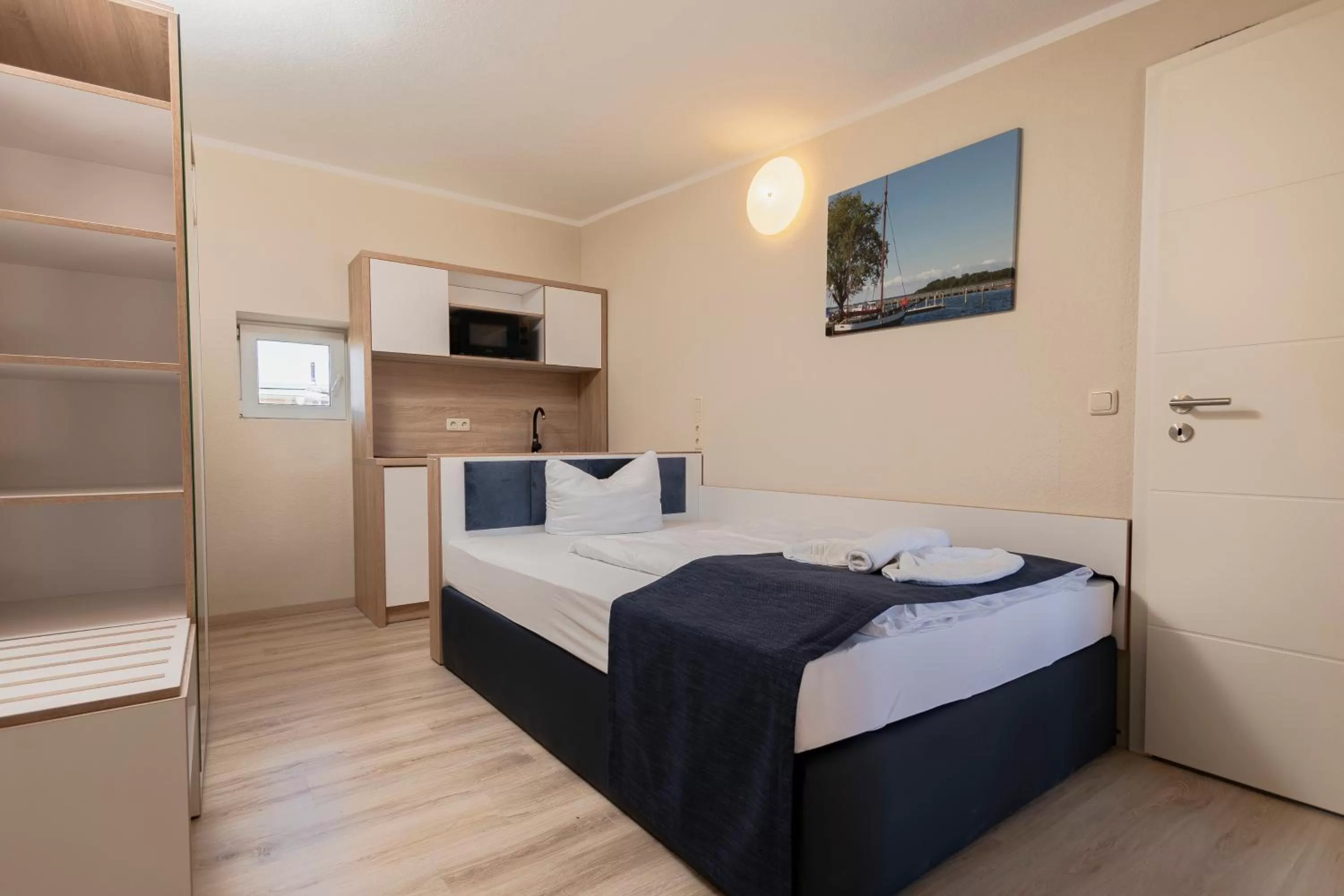 Bed in Aparthotel Stralsund Studios und Apartments