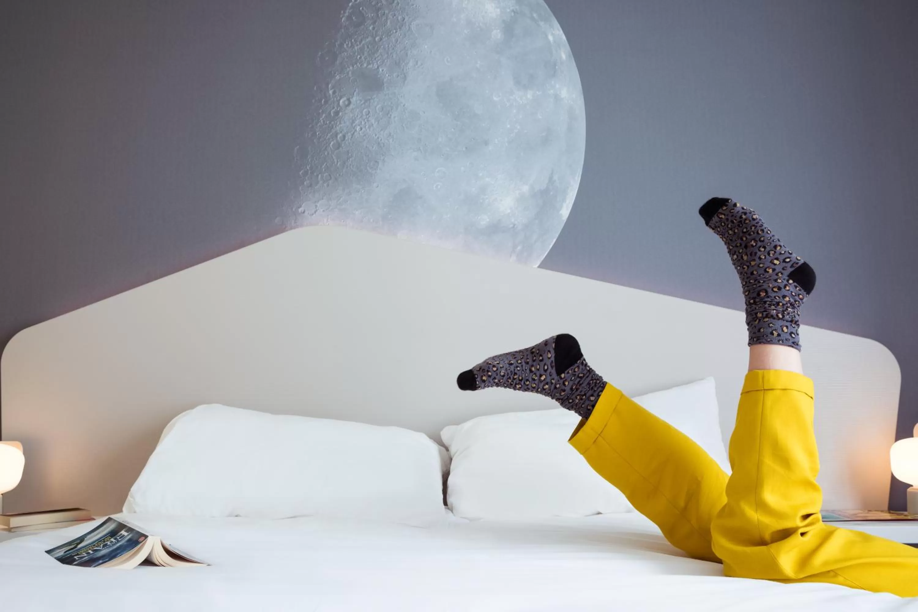 Decorative detail, Bed in ibis Styles Paris Charles de Gaulle Airport