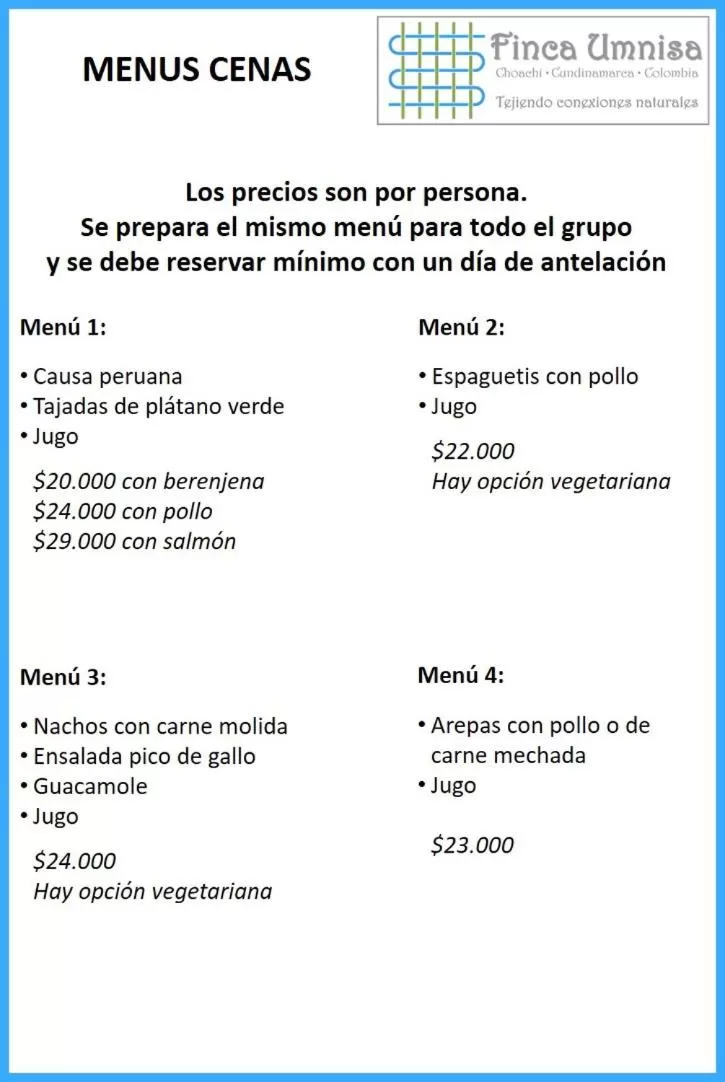 Dinner in Finca Umnisa - Choachi