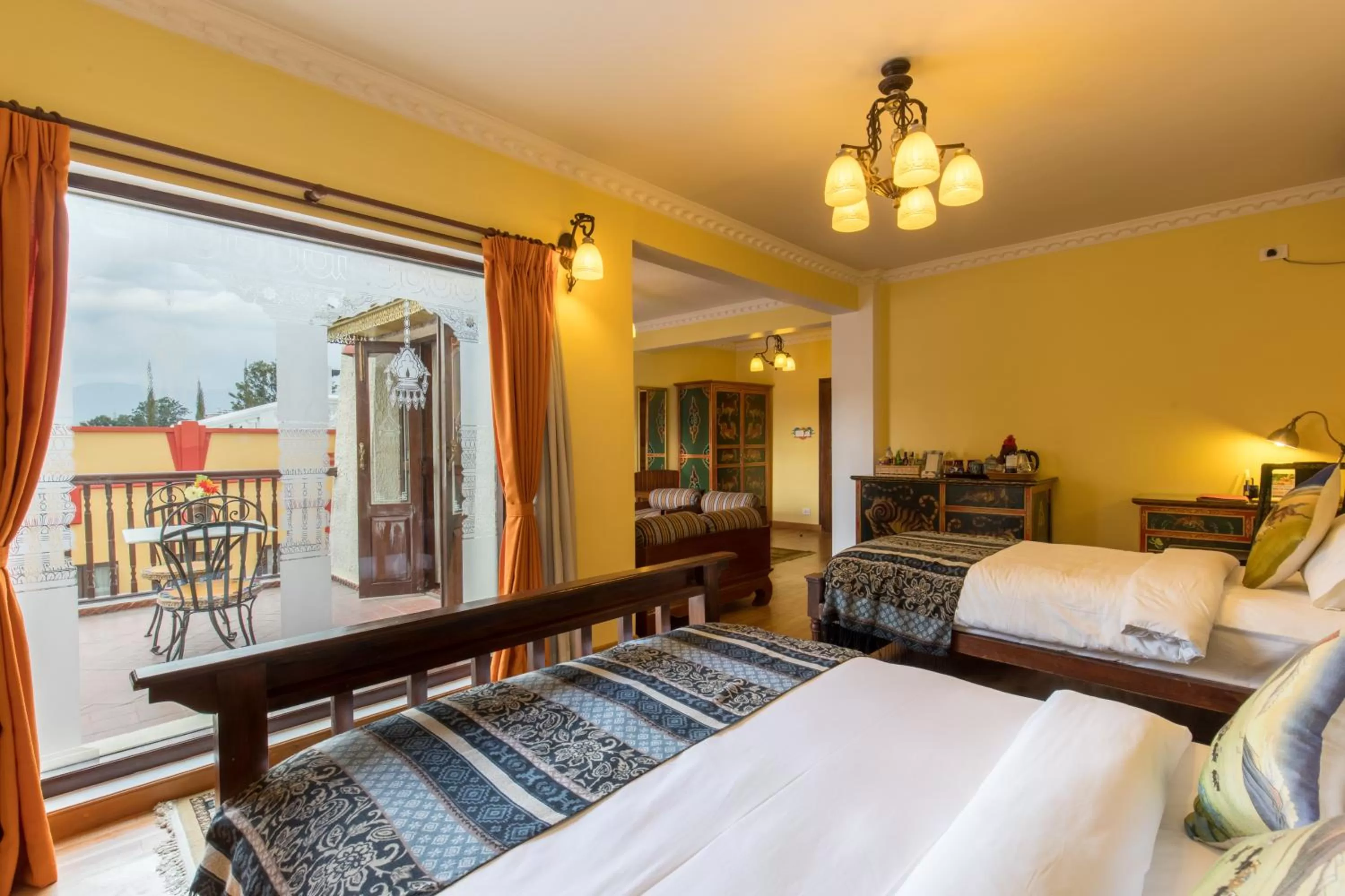 Balcony/Terrace, Bed in Baber Mahal Vilas - The Heritage Hotel