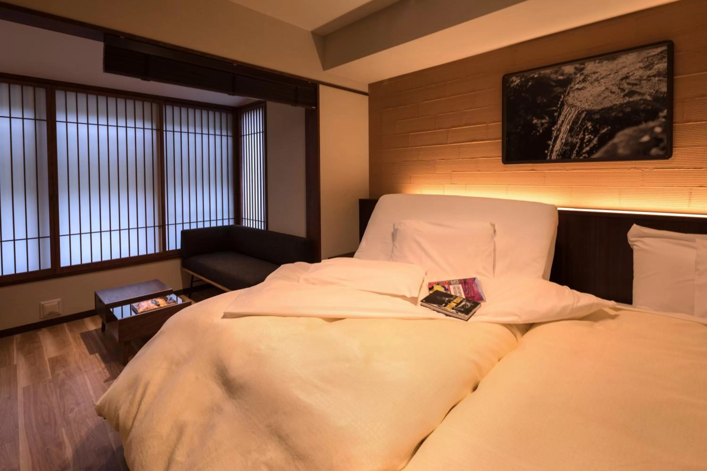 Bed in Hotel Miyajima Villa