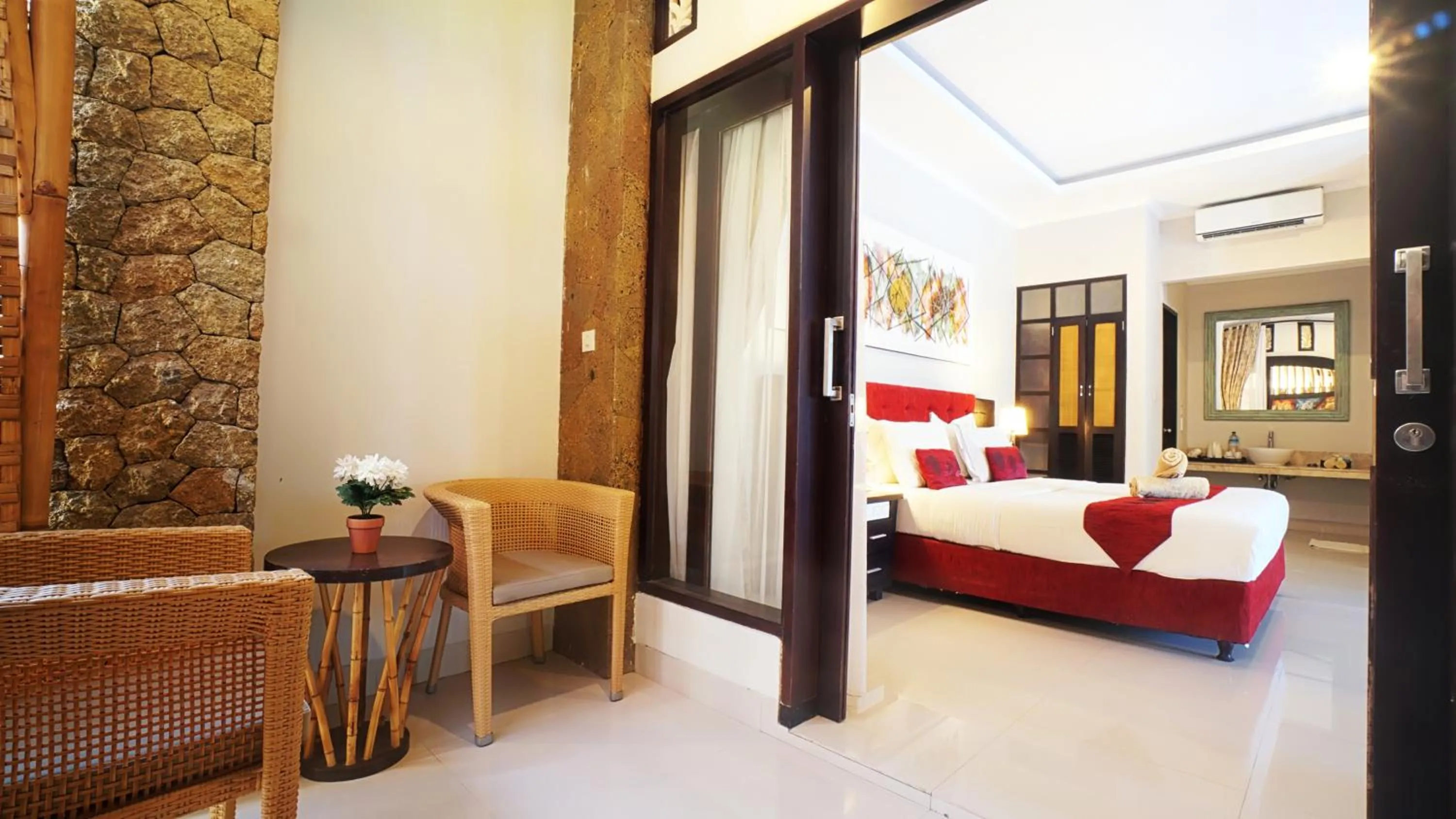 Balcony/Terrace, Bed in Vamana Resort - CHSE Certified