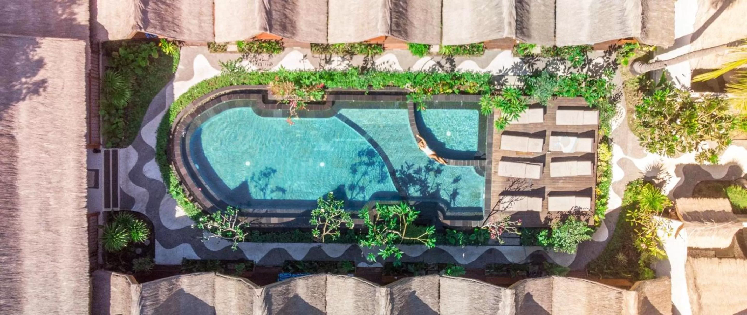 Bird's eye view, Pool View in Gili One Resort