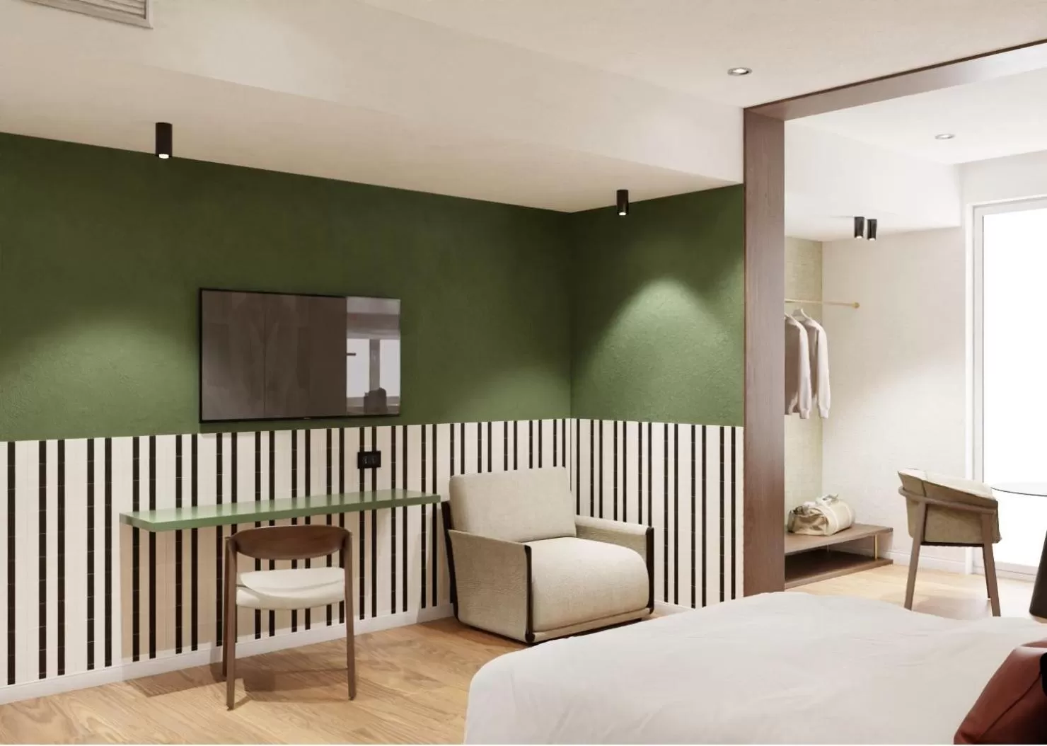 Bedroom, Bed in Hotel Ungheria Varese 1946