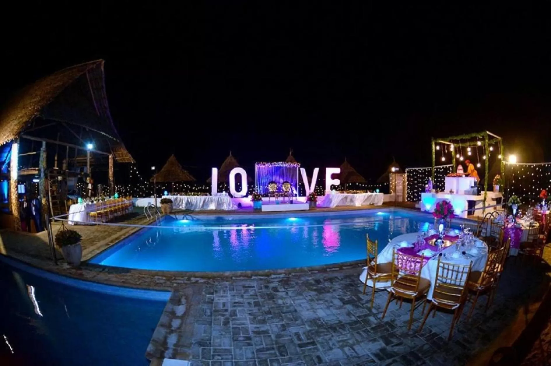 Night, Swimming Pool in Serene Beach Resort