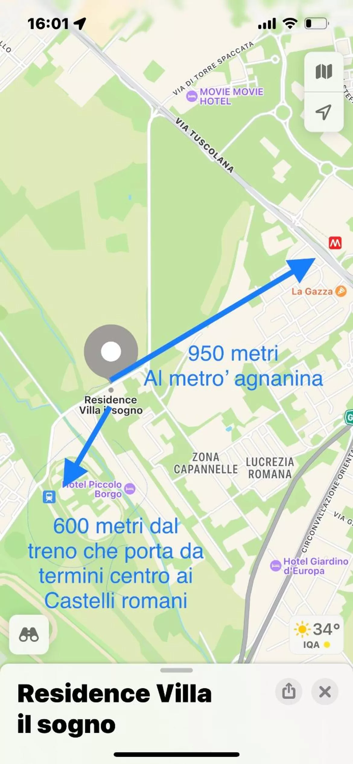 Text overlay in Residence Villa il sogno