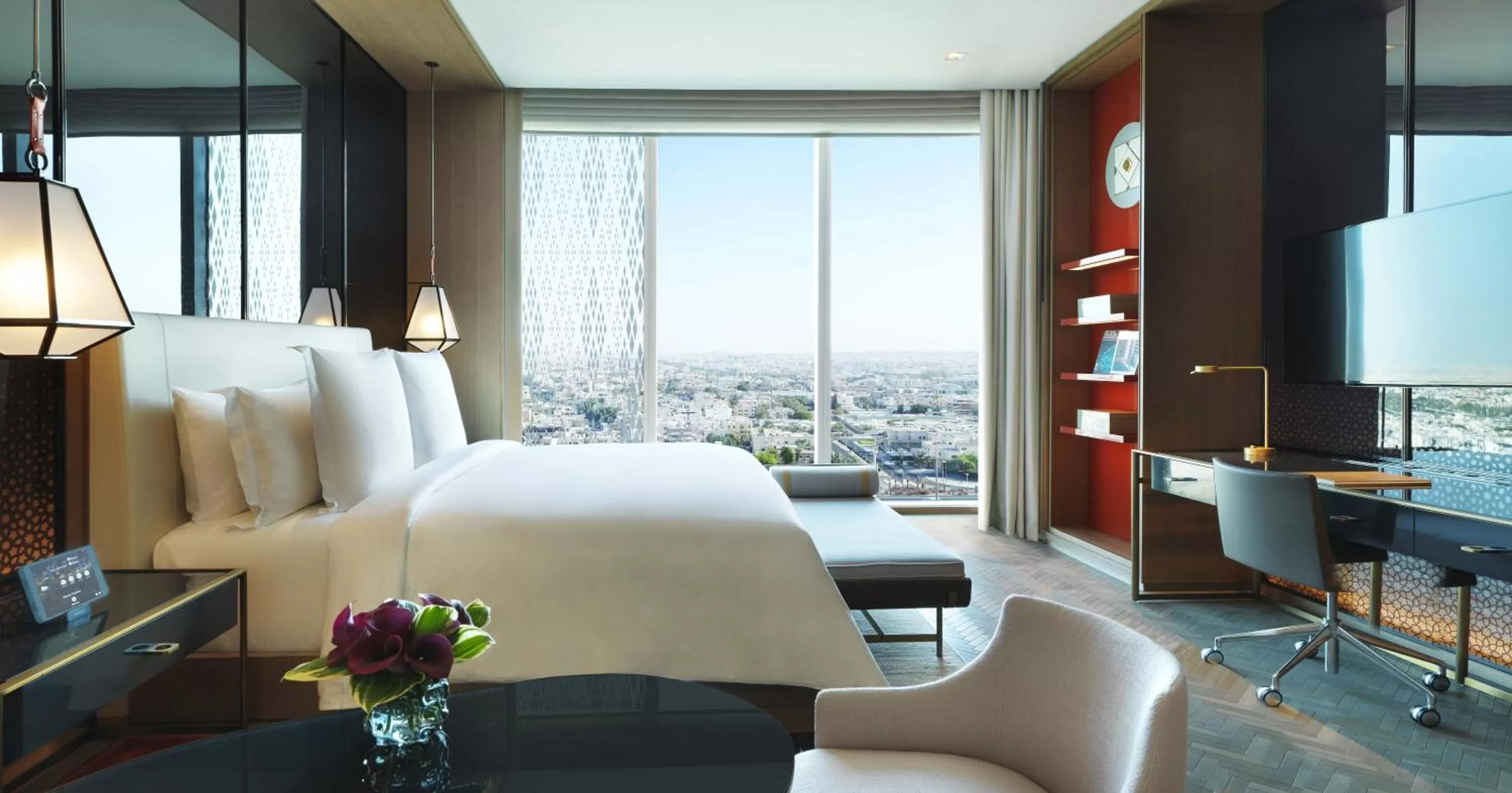 Living room, Bed in Four Seasons Hotel Kuwait at Burj Alshaya