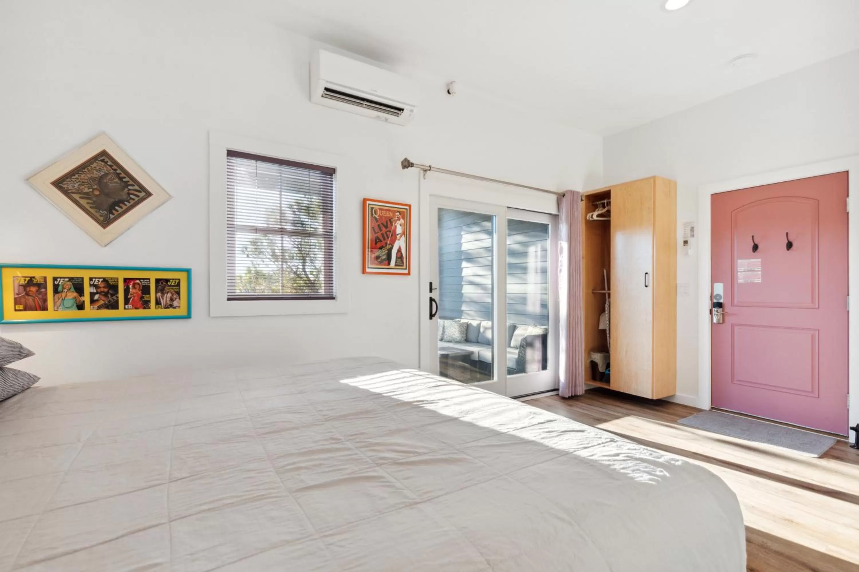 Bed in Hotel Folly with Marsh and Sunset Views