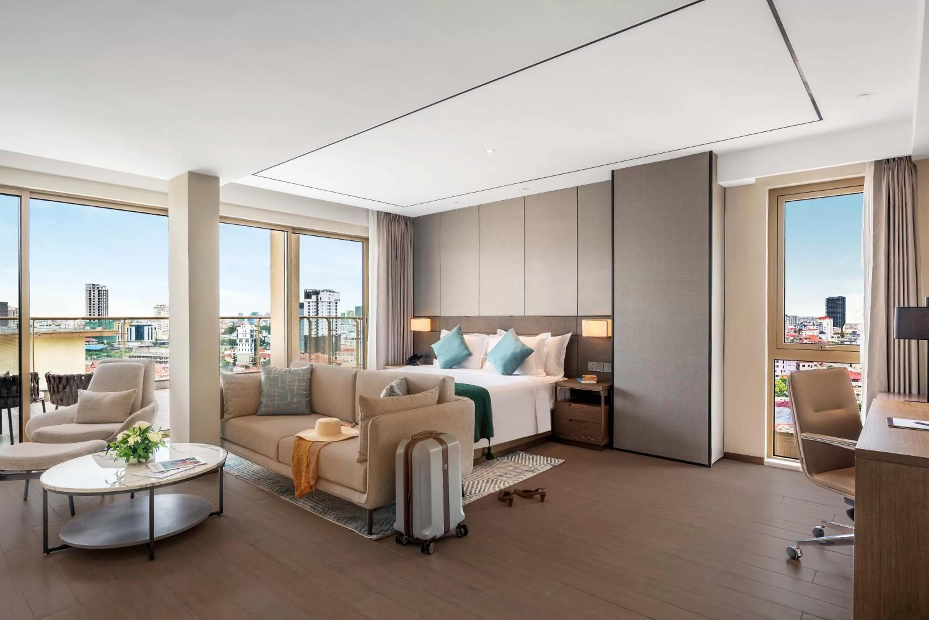 Photo of the whole room, Bed in Oakwood Premier Phnom Penh