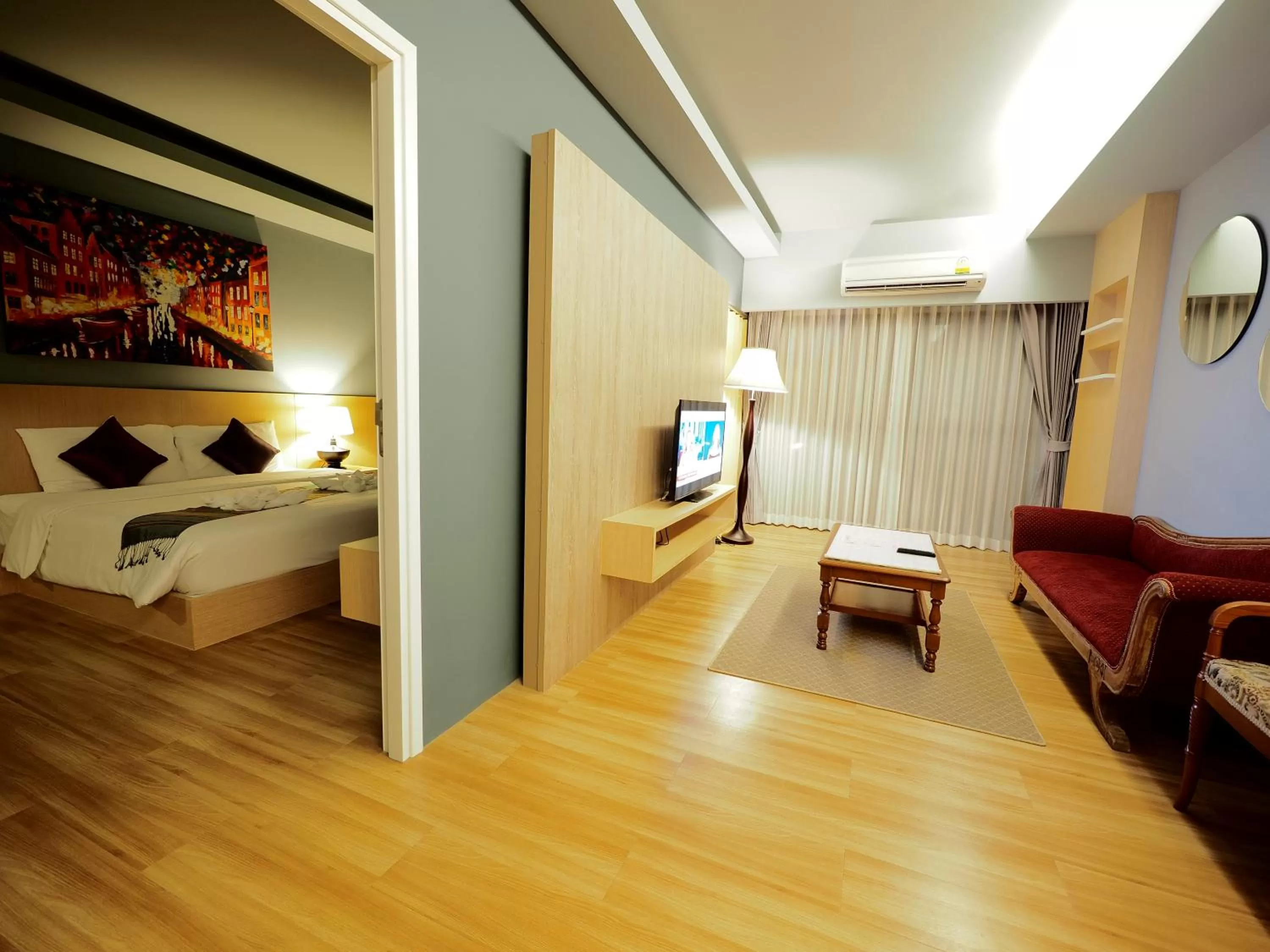 Living room, Bed in Le Naview @Prasingh