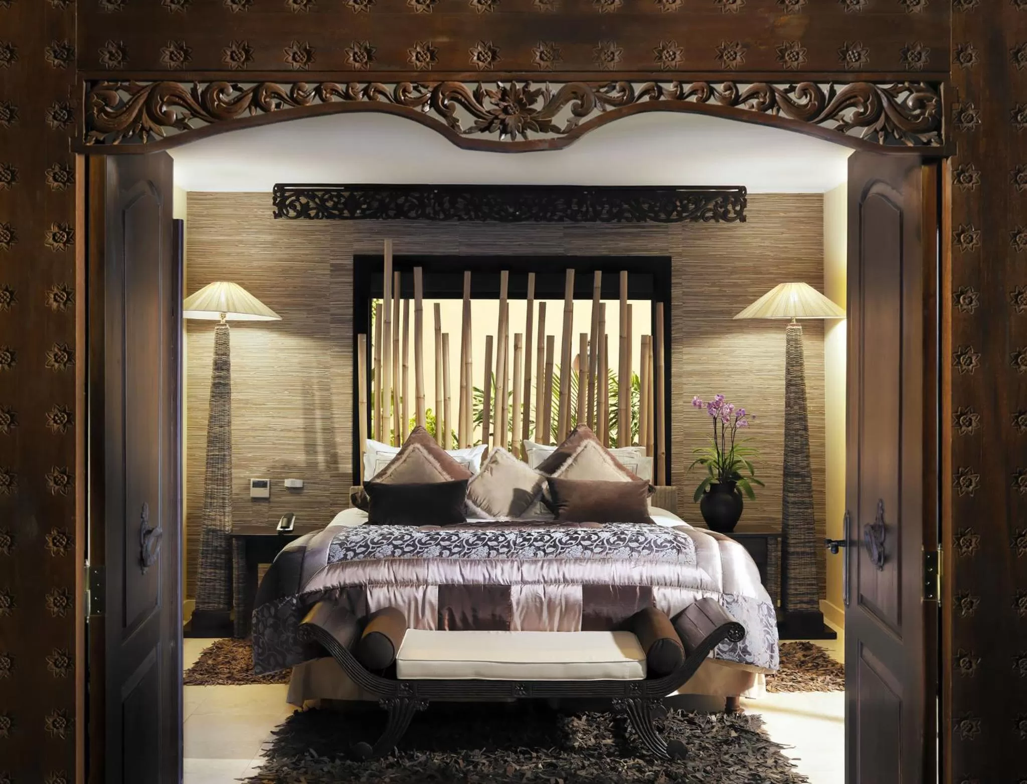 Bed in Royal Garden Villas, Luxury Hotel