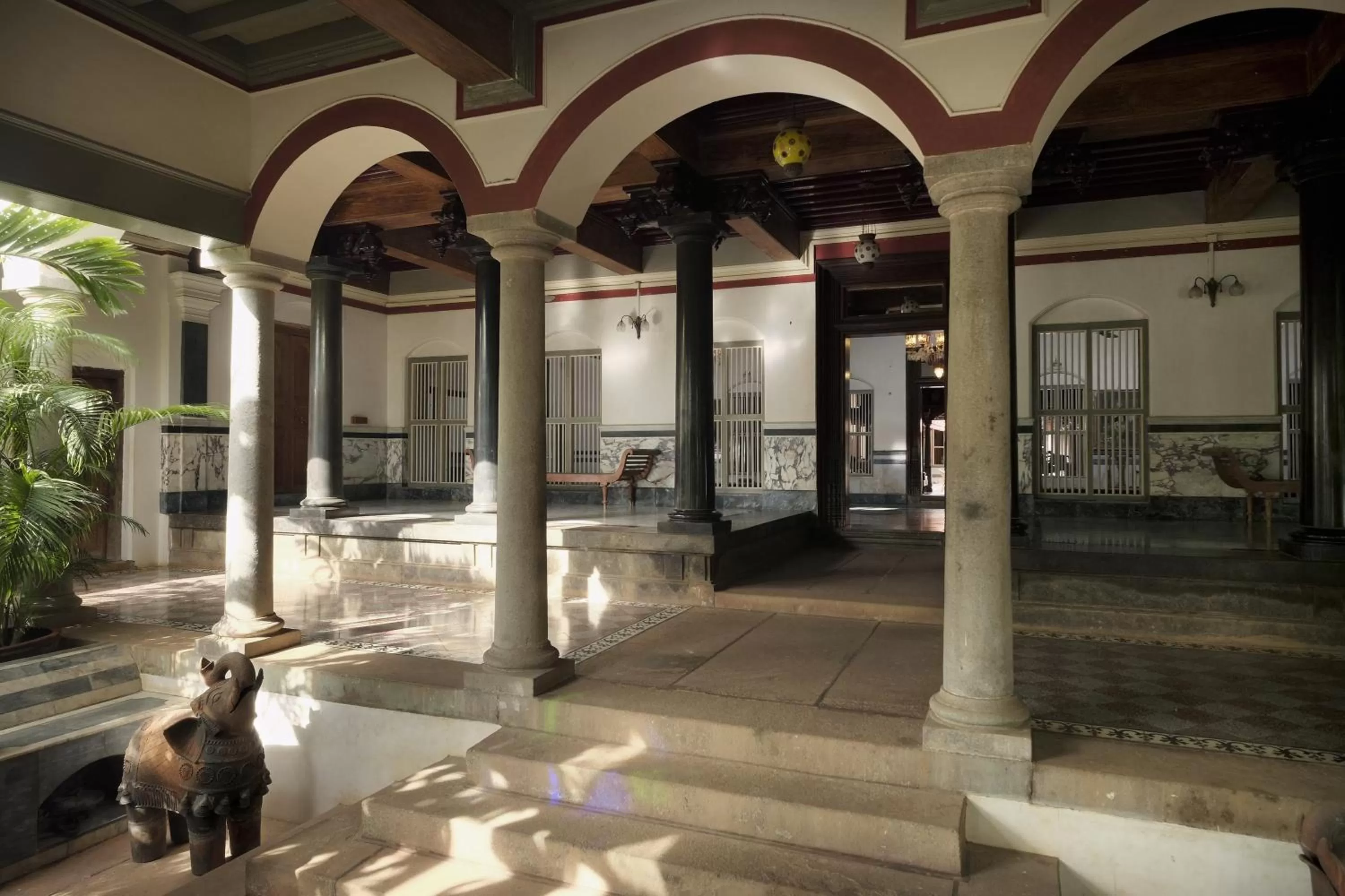 Facade/entrance in Saratha Vilas Chettinad