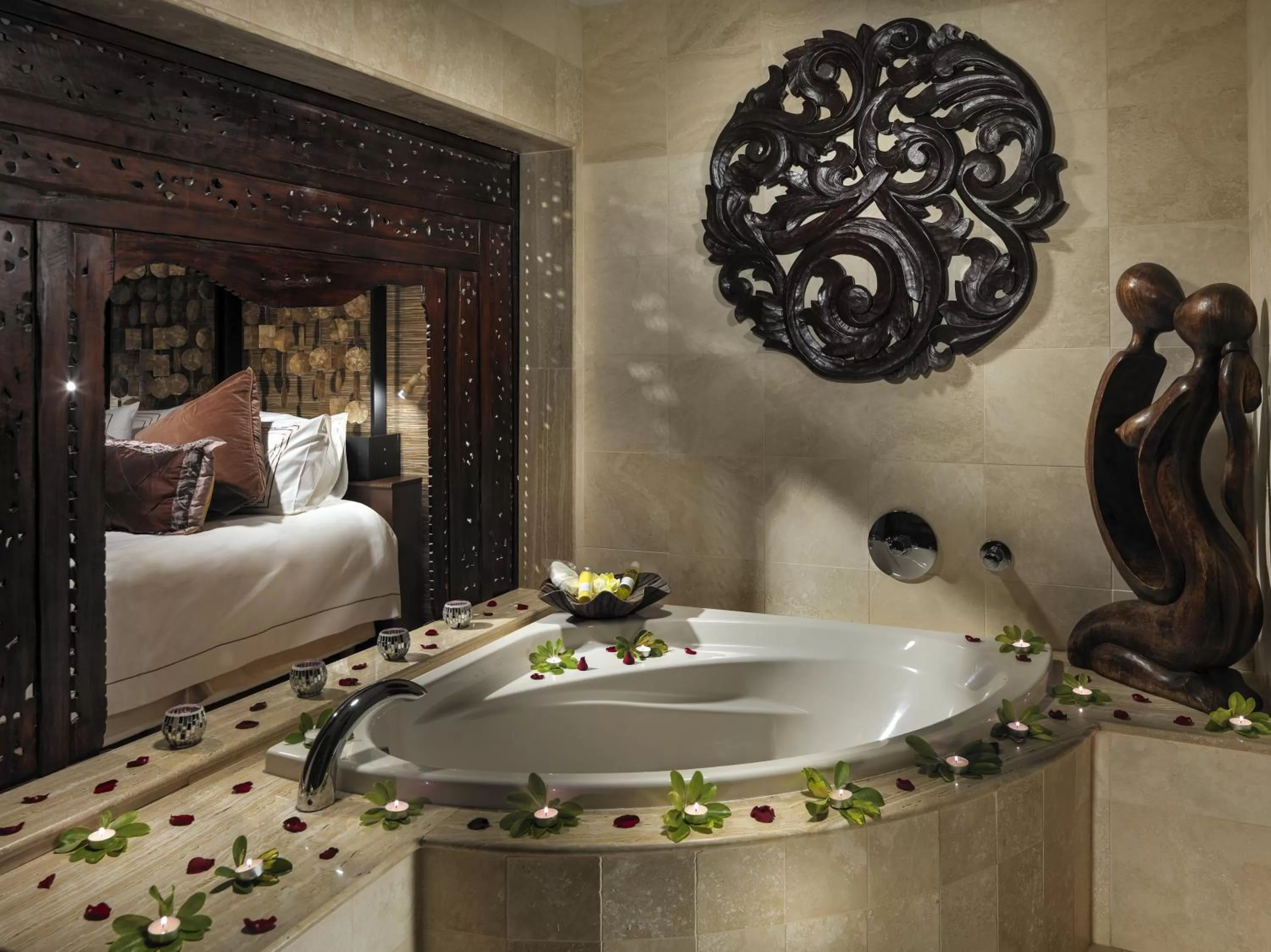 Bathroom, Bed in Royal Garden Villas, Luxury Hotel