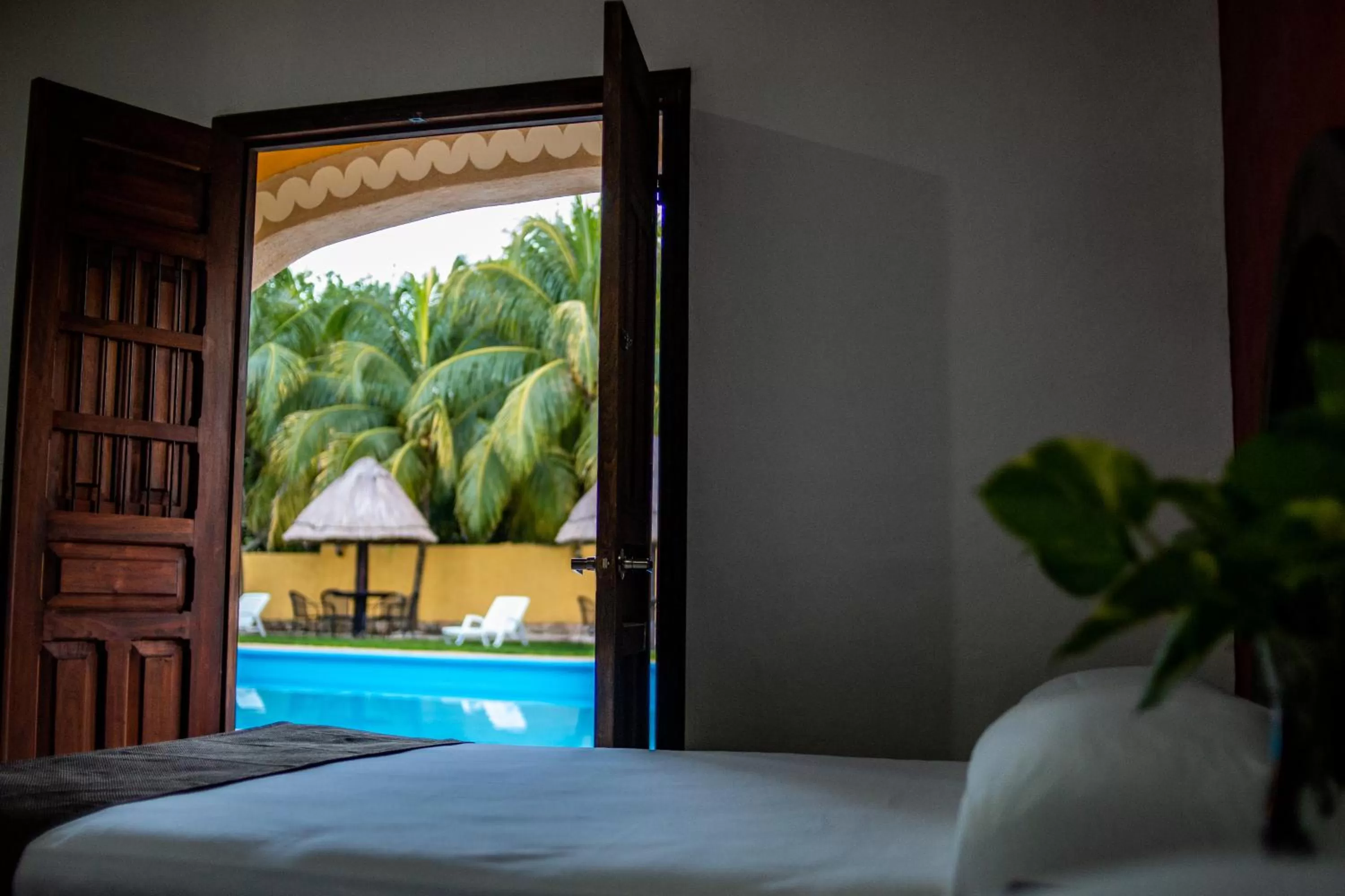 Pool view, Bed in Hotel Tuul