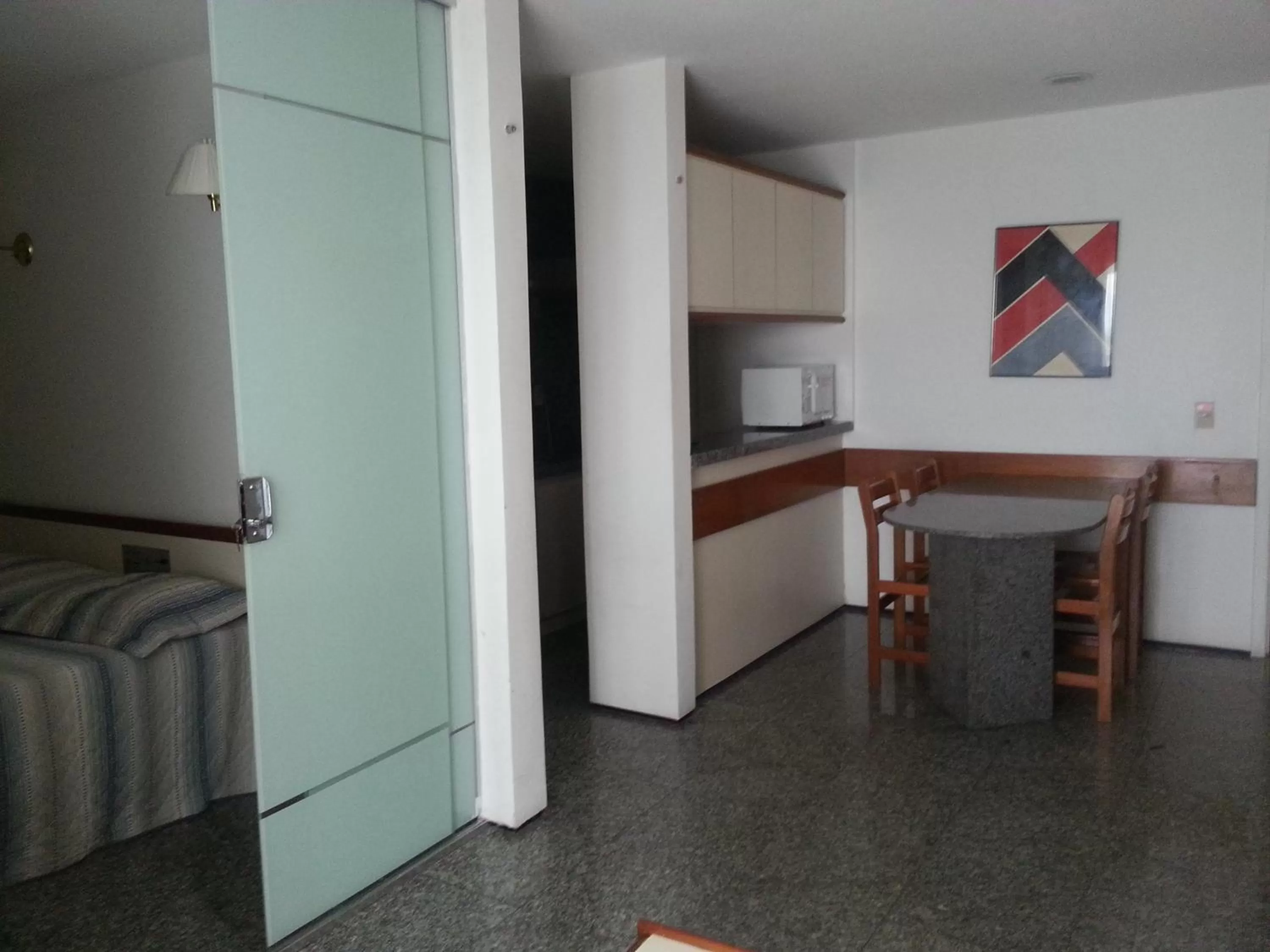Seating area, Kitchen/Kitchenette in Iracema Residence Hotel Flat