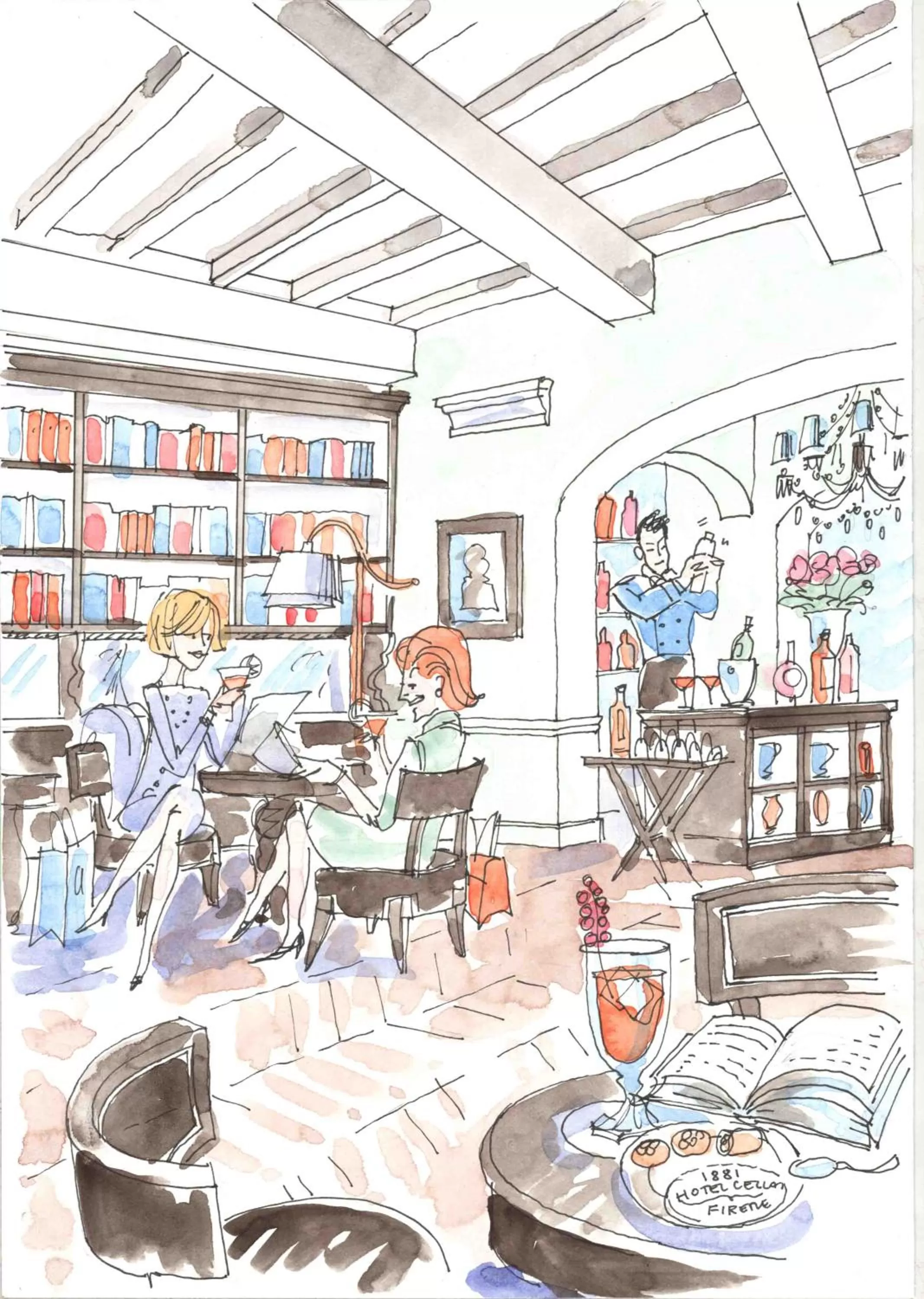 Library in Cellai Hotel Florence