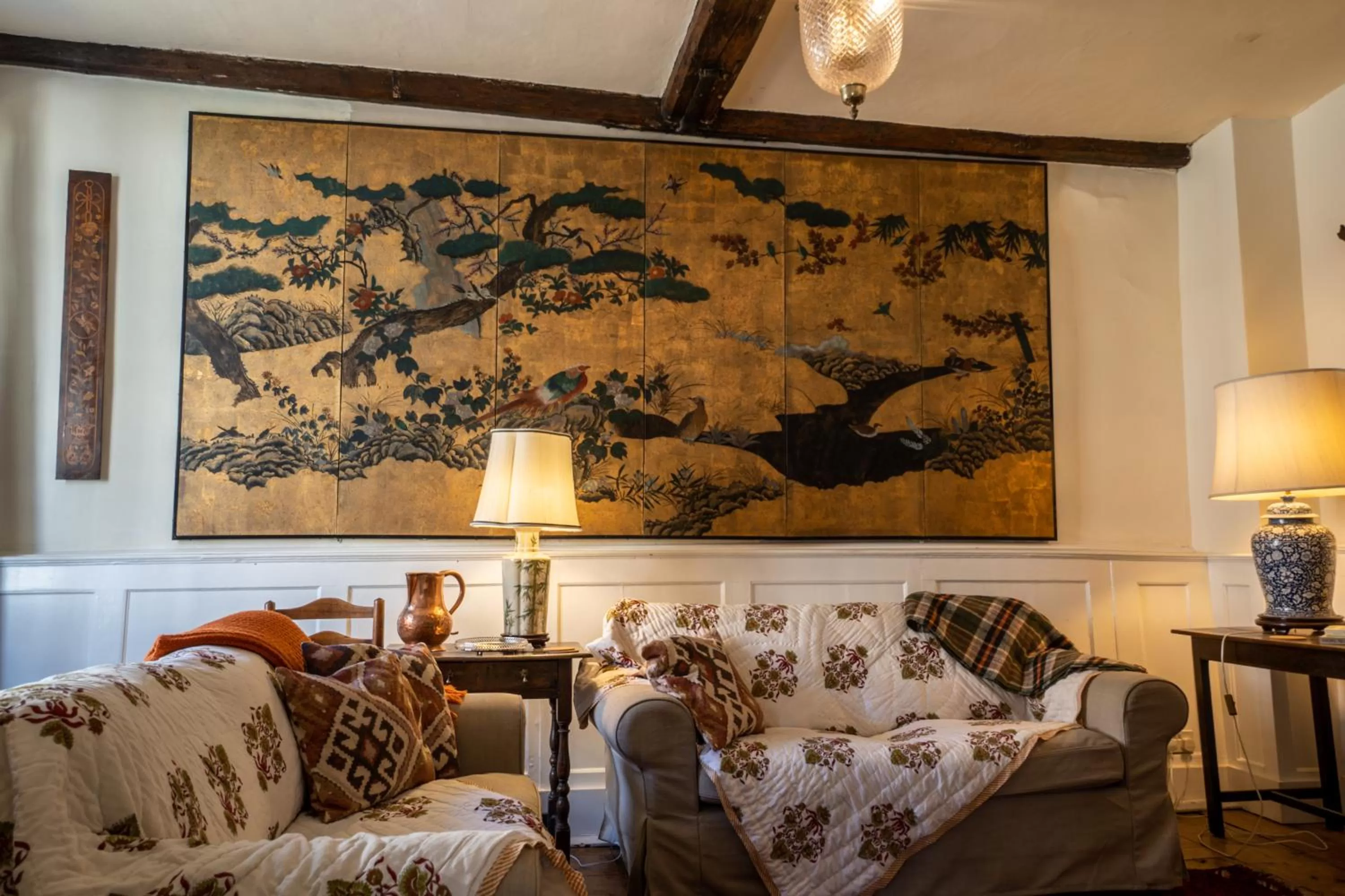 Living room, Seating Area in The House with Two Front Doors