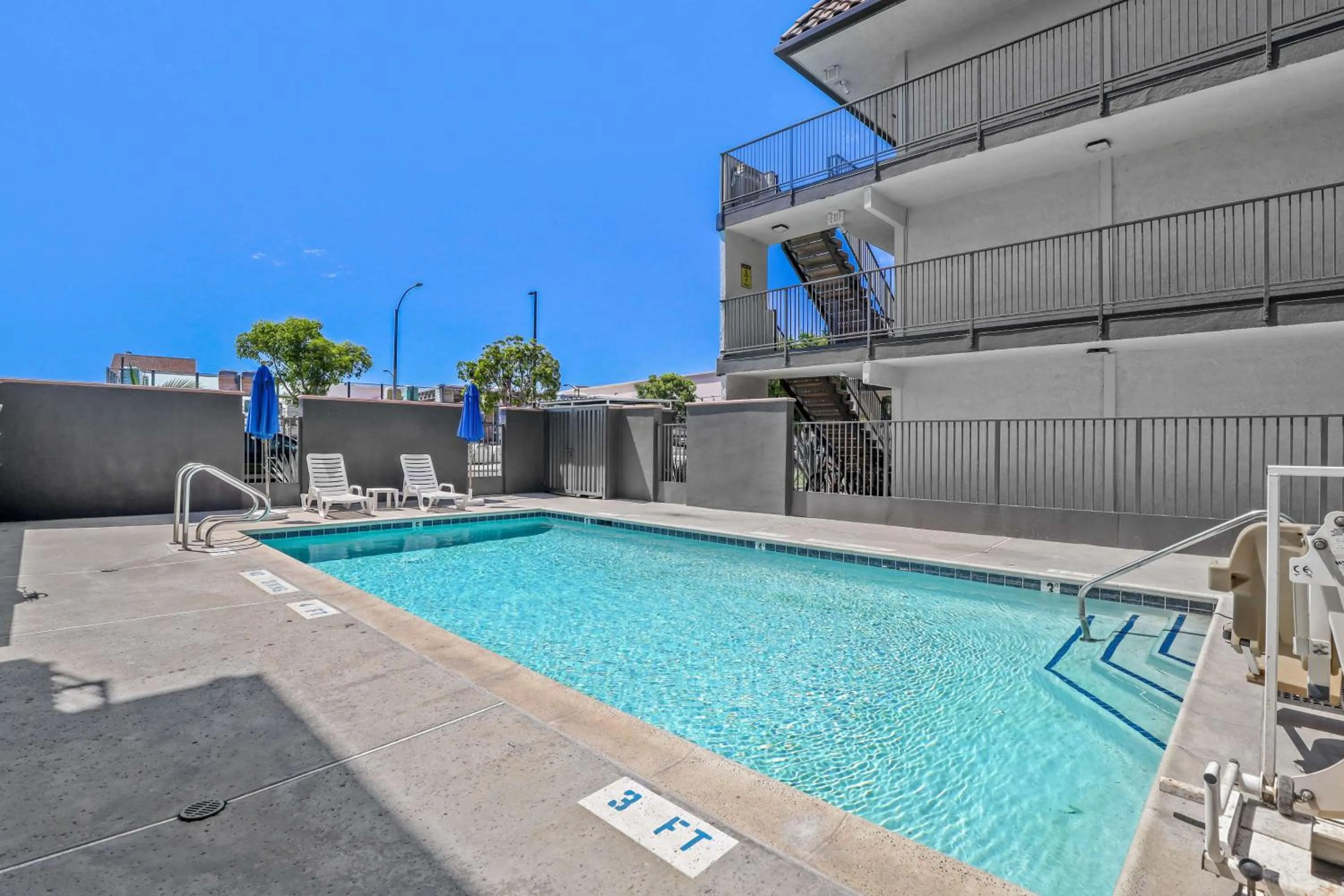 Pool view in Motel 6-Escondido, CA