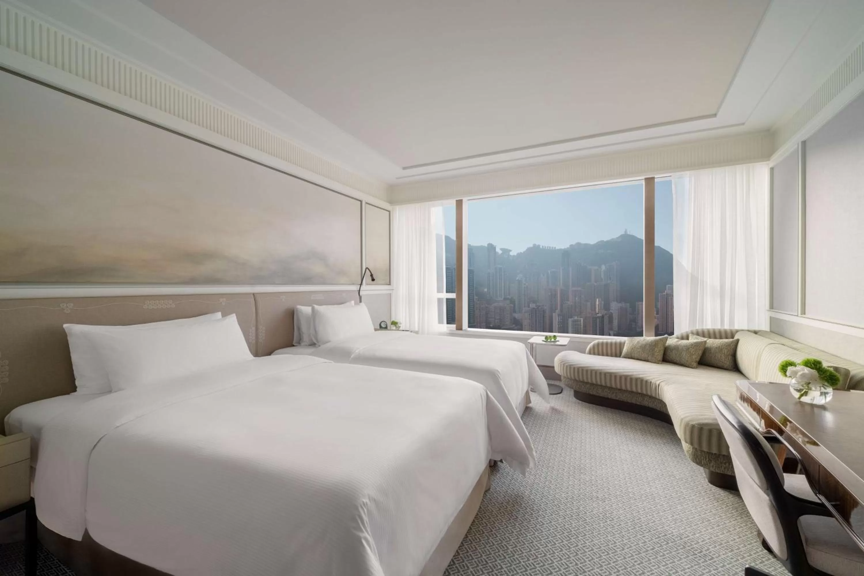 View (from property/room), Bed in Island Shangri-La, Hong Kong