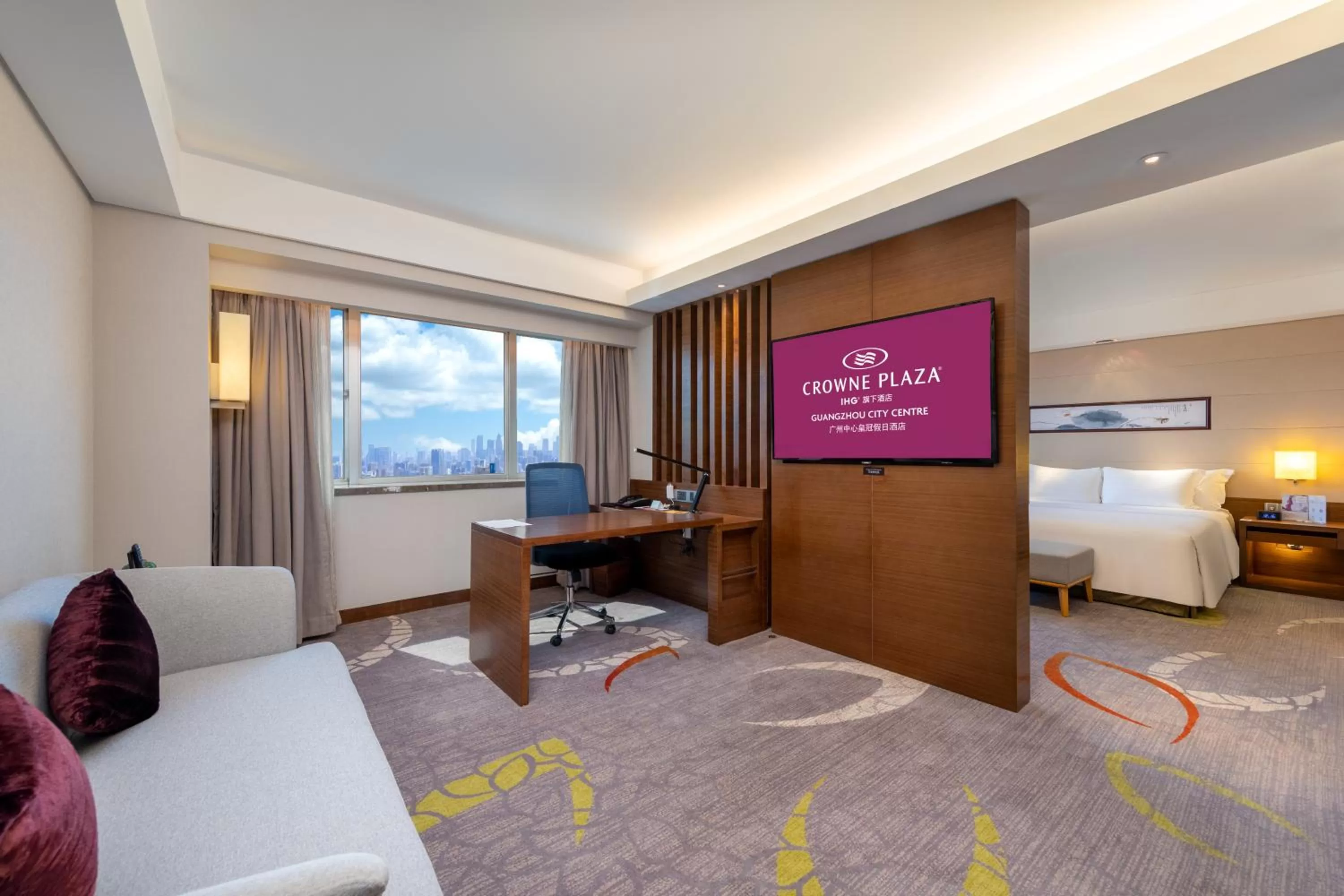 Living room, Bed in Crowne Plaza Guangzhou City Centre by IHG