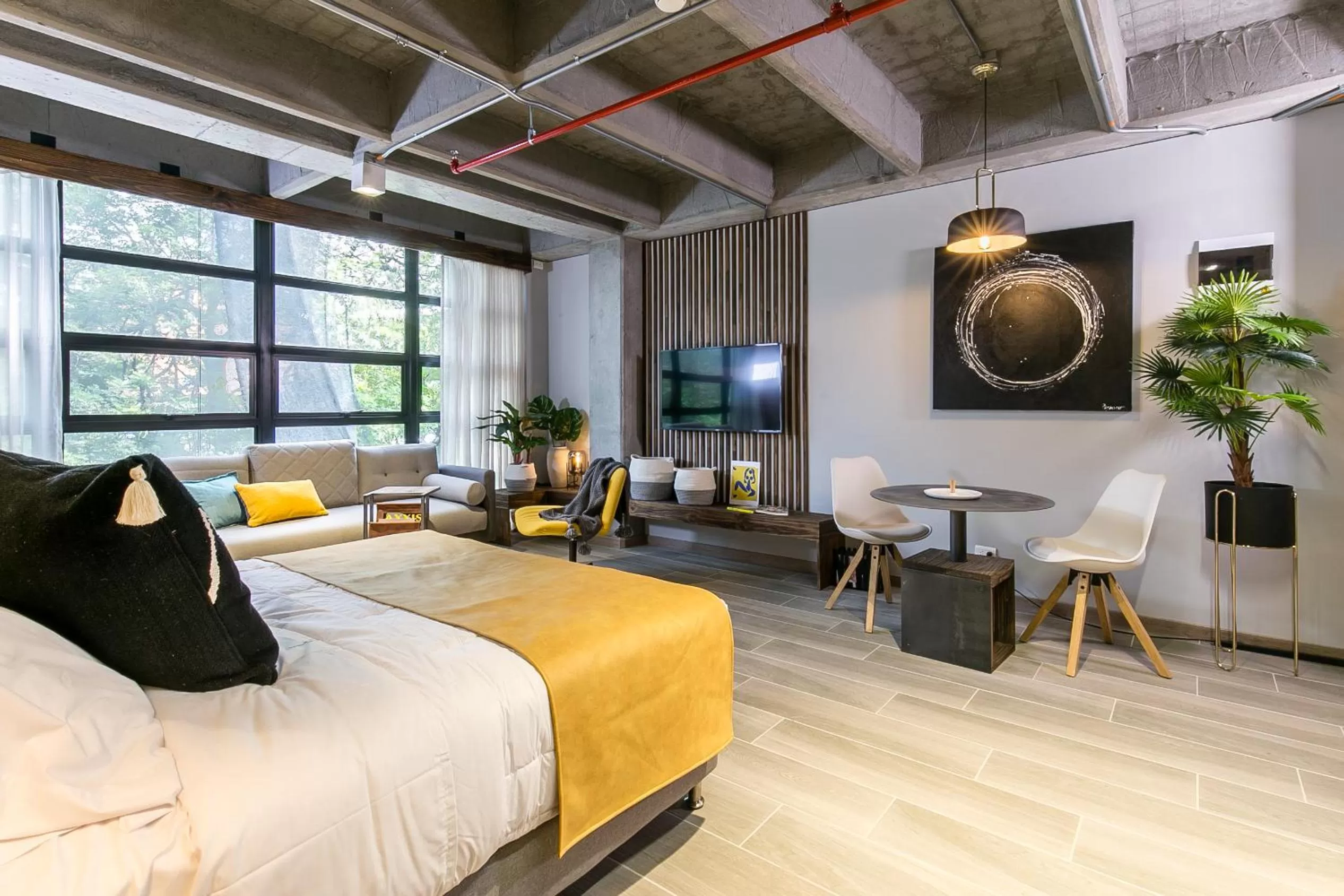 Bed in Factory Lofts Hotel