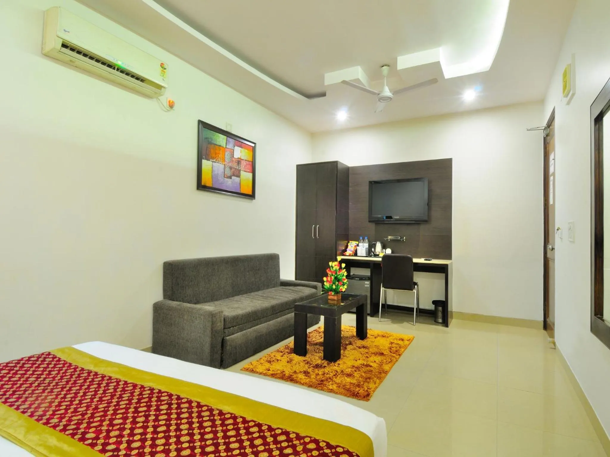 Bedroom in Hotel Sky Rich International - Just a min walk from Karol Bagh Metro Station