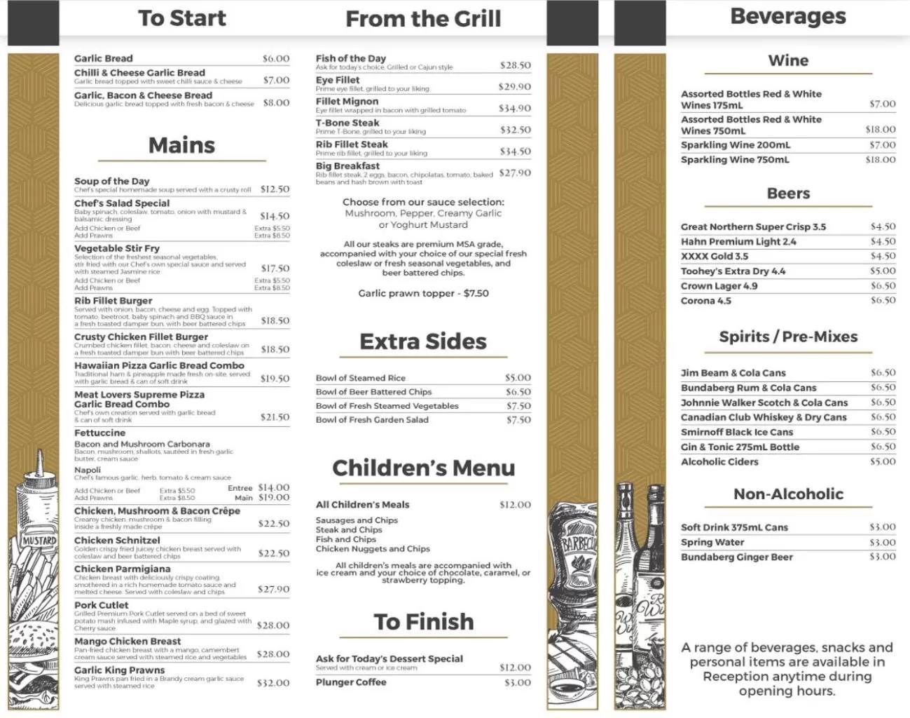 Food and drinks in Highlander Motor Inn