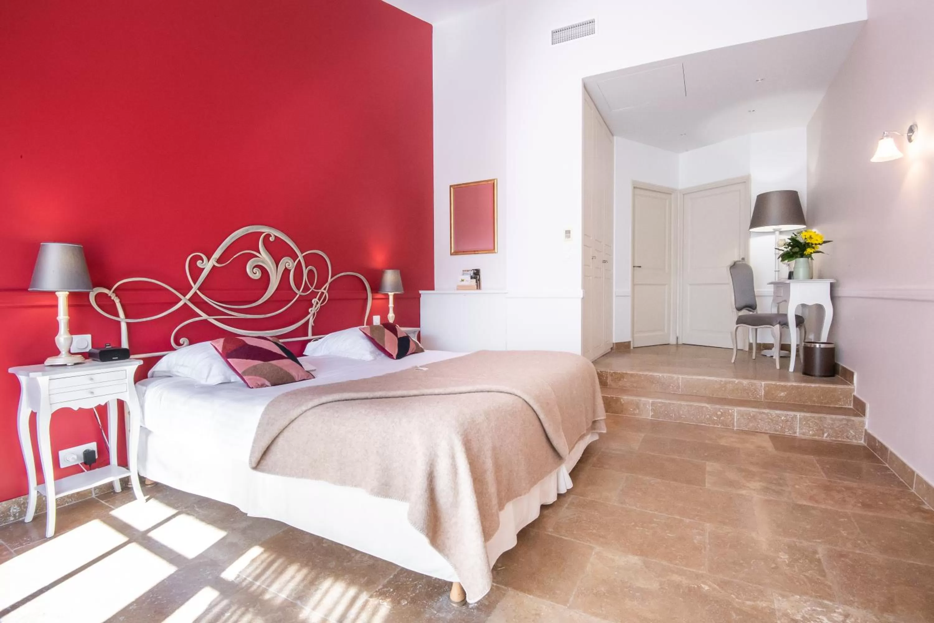 Patio, Bed in Hôtel Mas Valentine