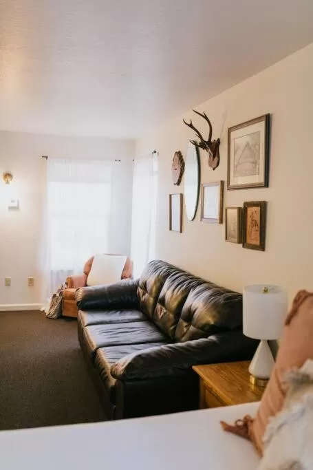 Living room, Bed in The Long Barn Lodge