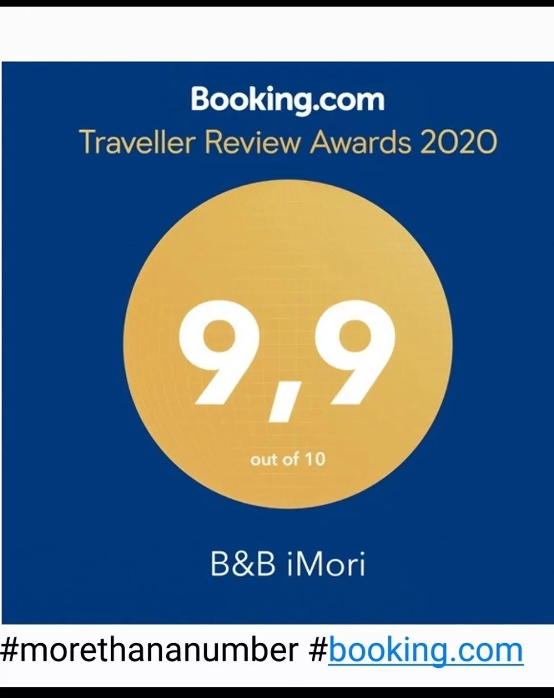 Certificate/Award in B&B iMori