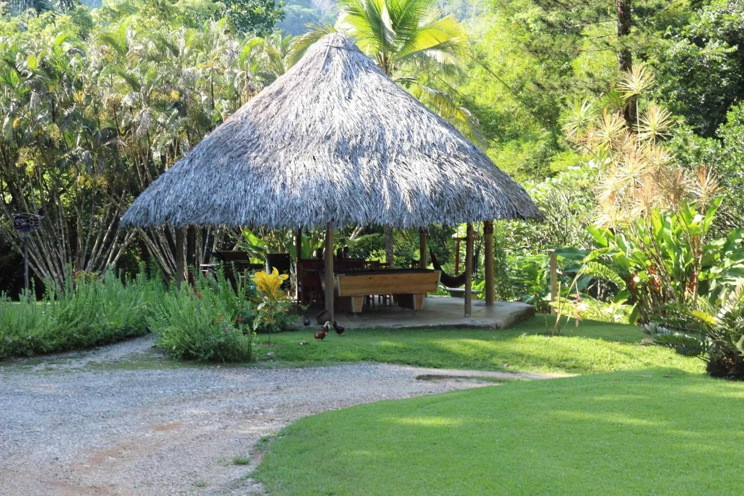 Evening entertainment, Garden in La Purruja Lodge