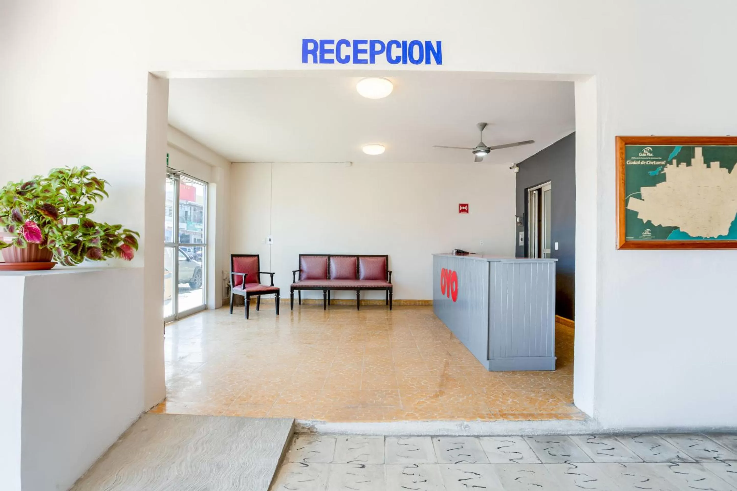 Lobby or reception in OYO Hotel Cristal,Museum of Mayan culture,Chetumal
