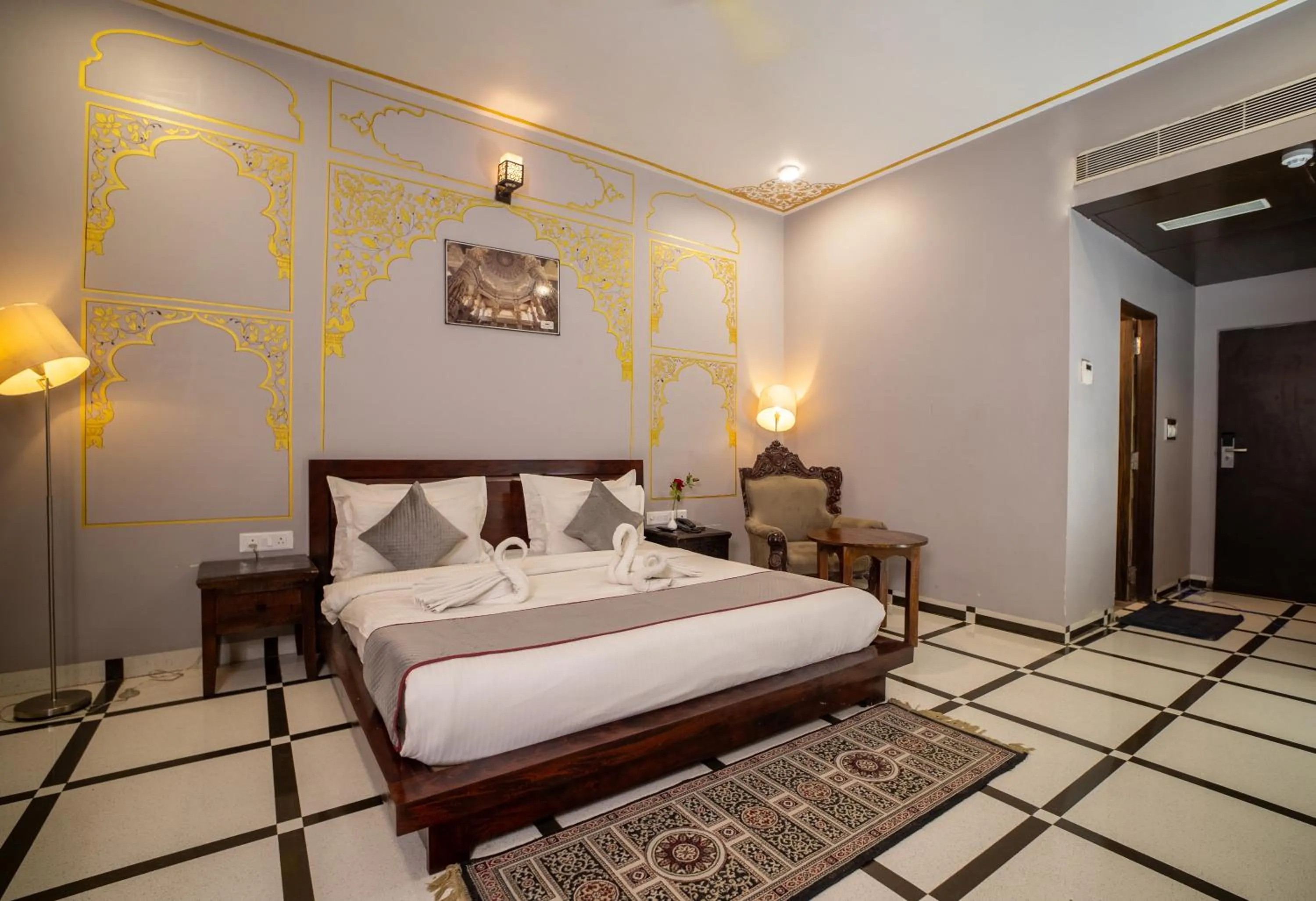 Photo of the whole room, Bed in Hotel Laxmi Niwas - A Heritage Retreat