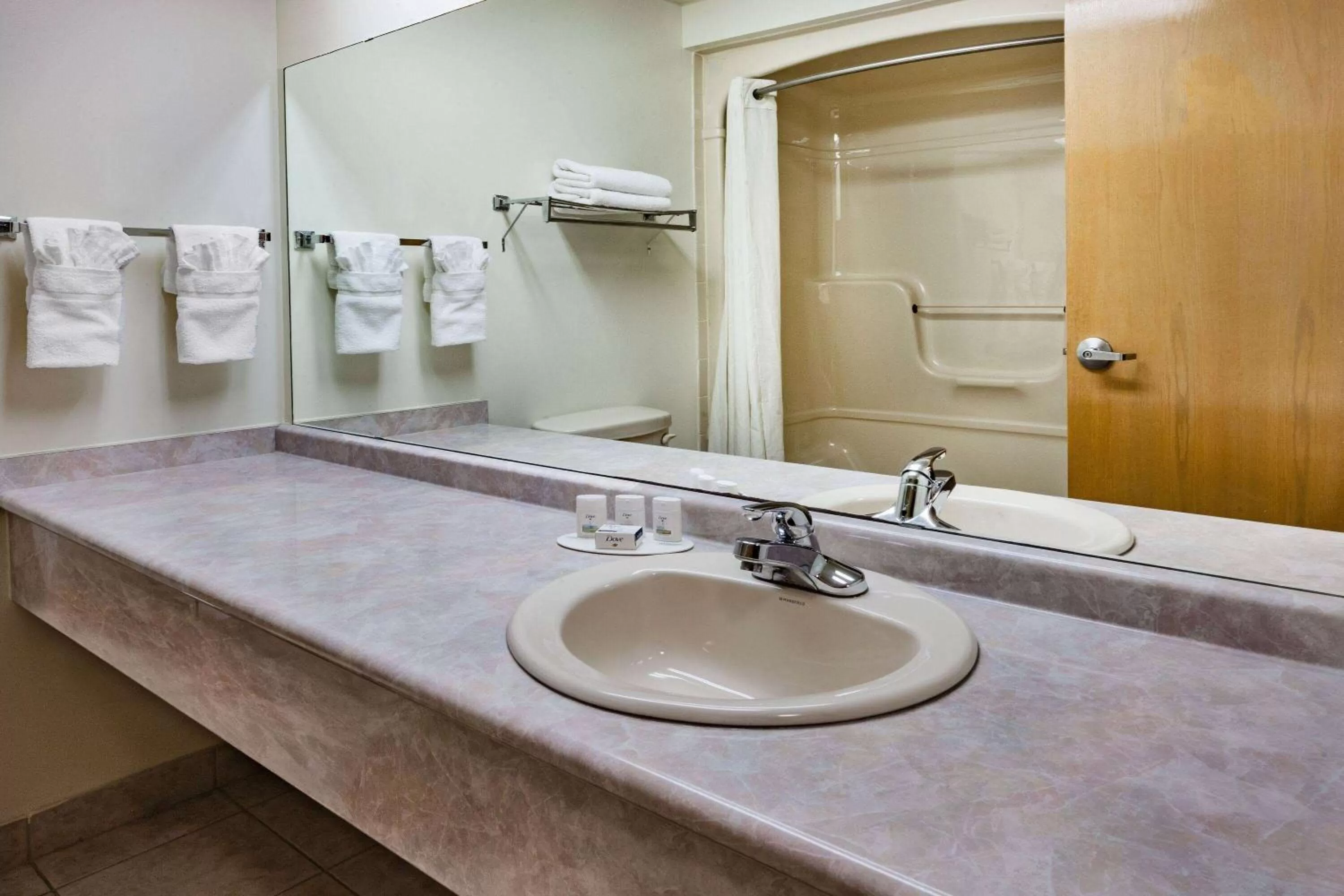 Bathroom in Super 8 by Wyndham Ambassador Bridge Windsor ON